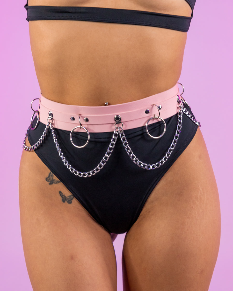 Chain Reaction Faux Leather Belt
