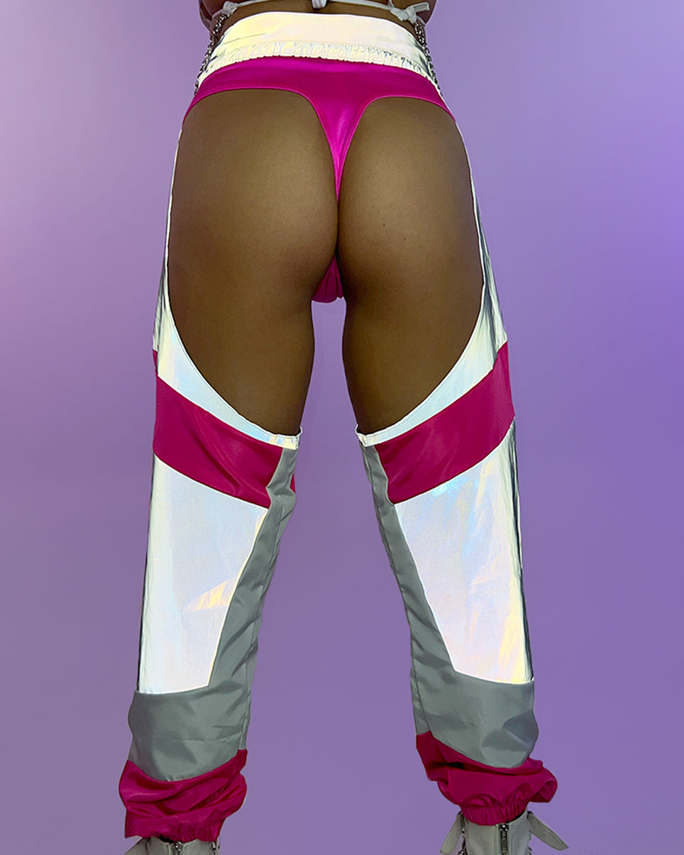 Trip the Light Pink Reflective Chaps
