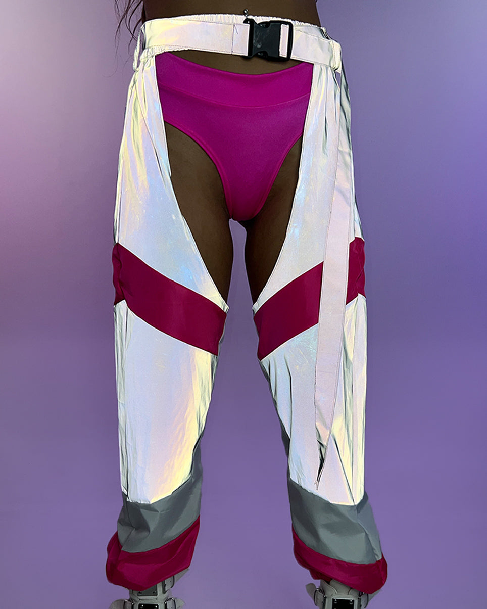Trip the Light Pink Reflective Chaps