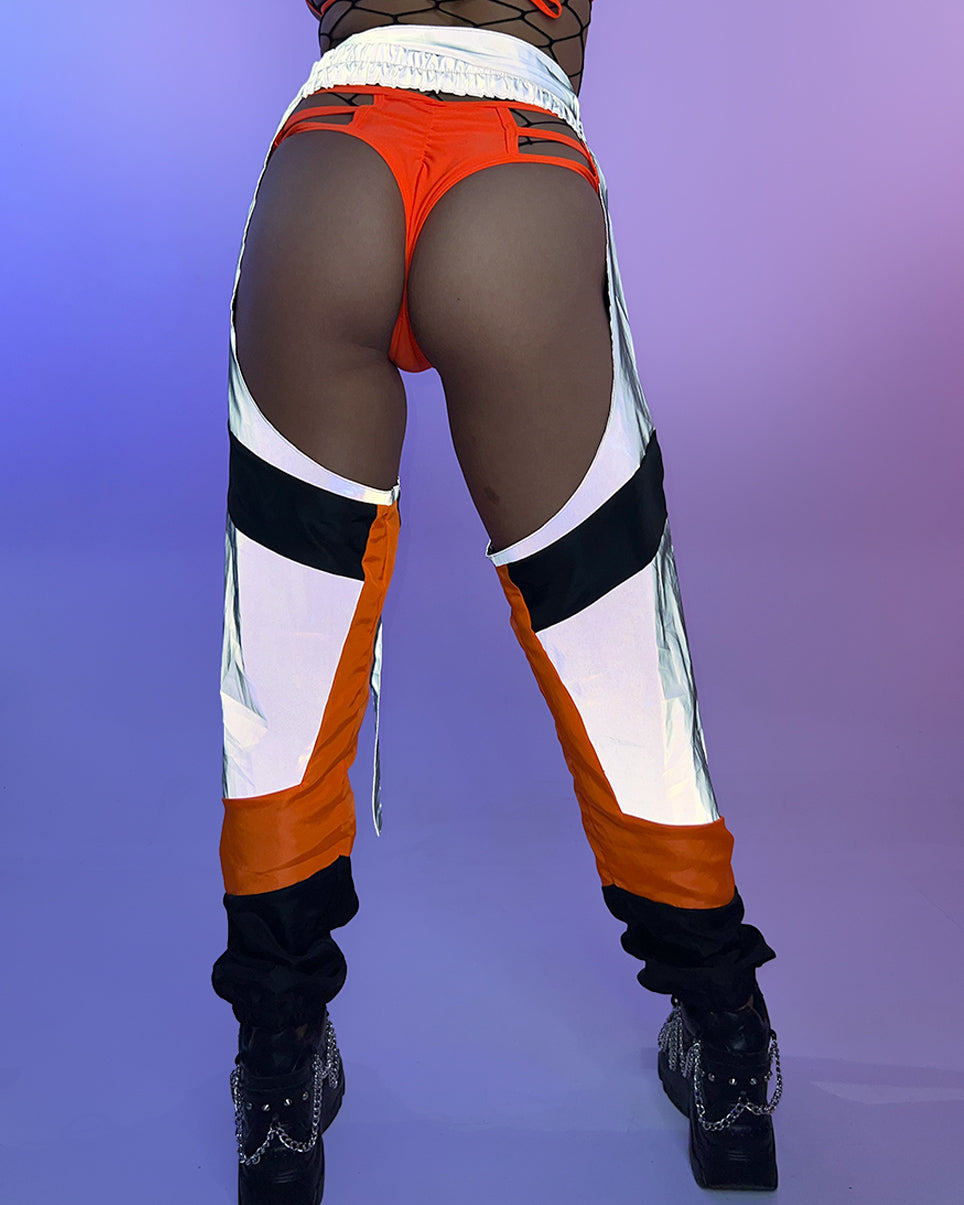Trip the Light Orange Reflective Chaps