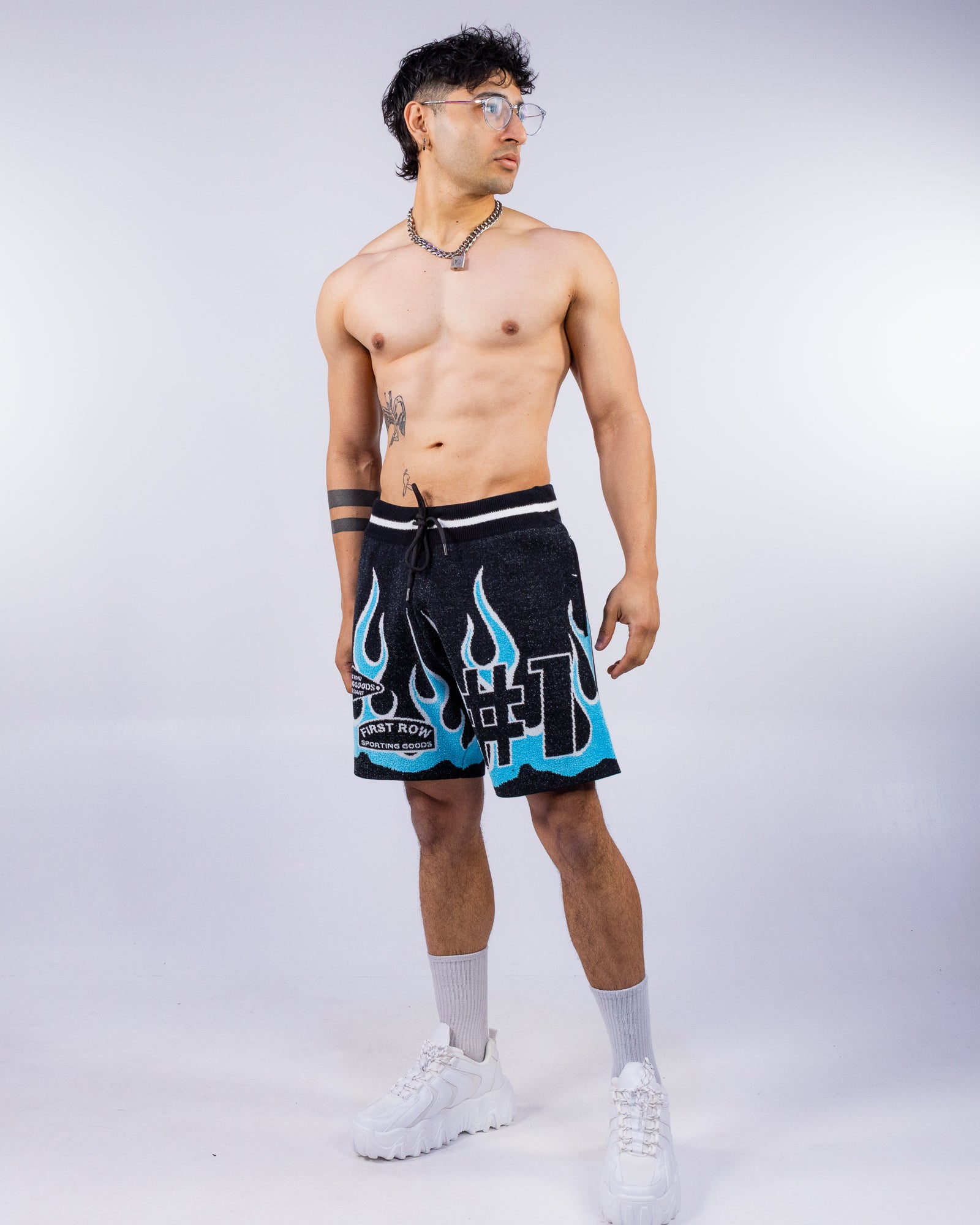 Flame Varsity Men's Black Knit Shorts