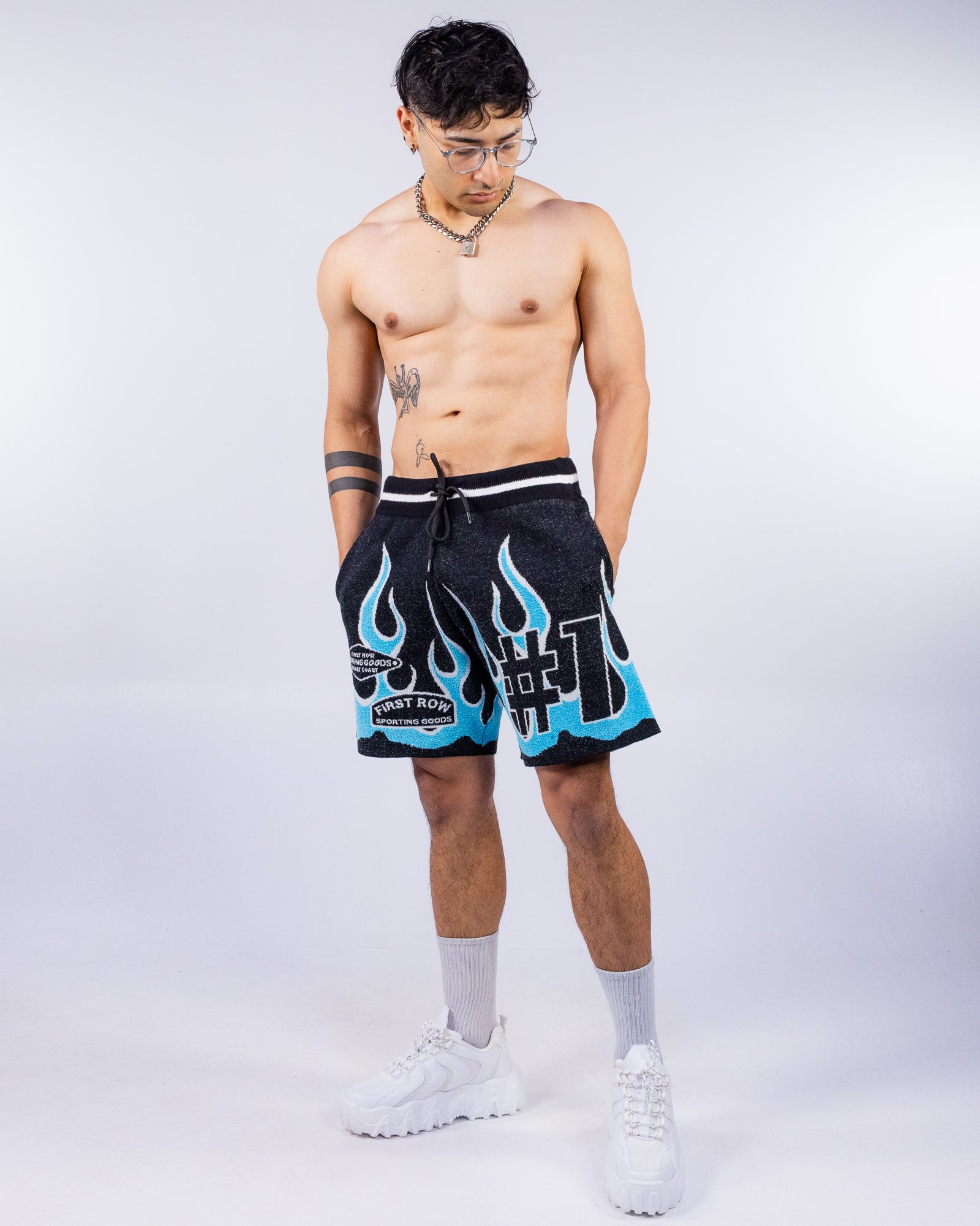 Flame Varsity Men's Black Knit Shorts