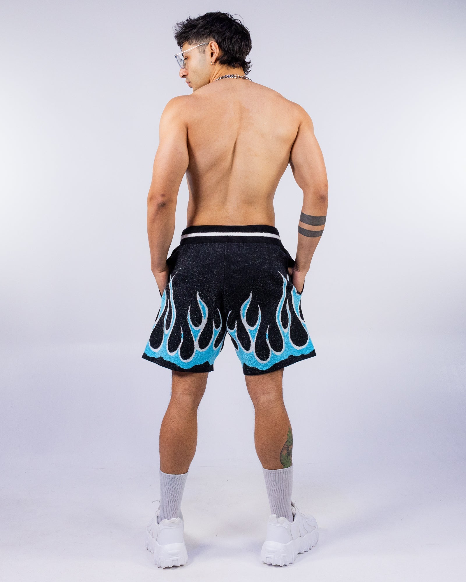 Flame Varsity Men's Black Knit Shorts