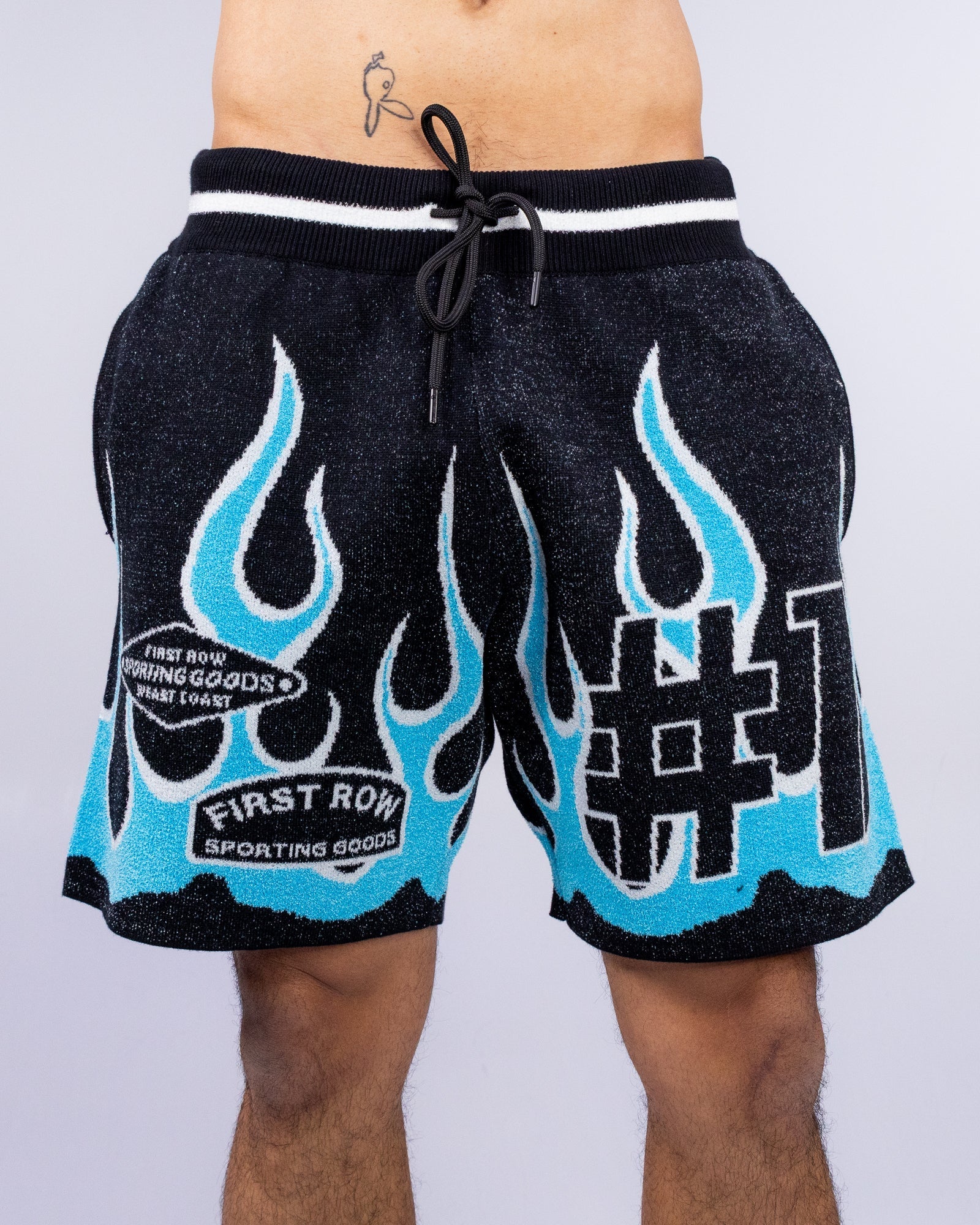 Flame Varsity Men's Black Knit Shorts