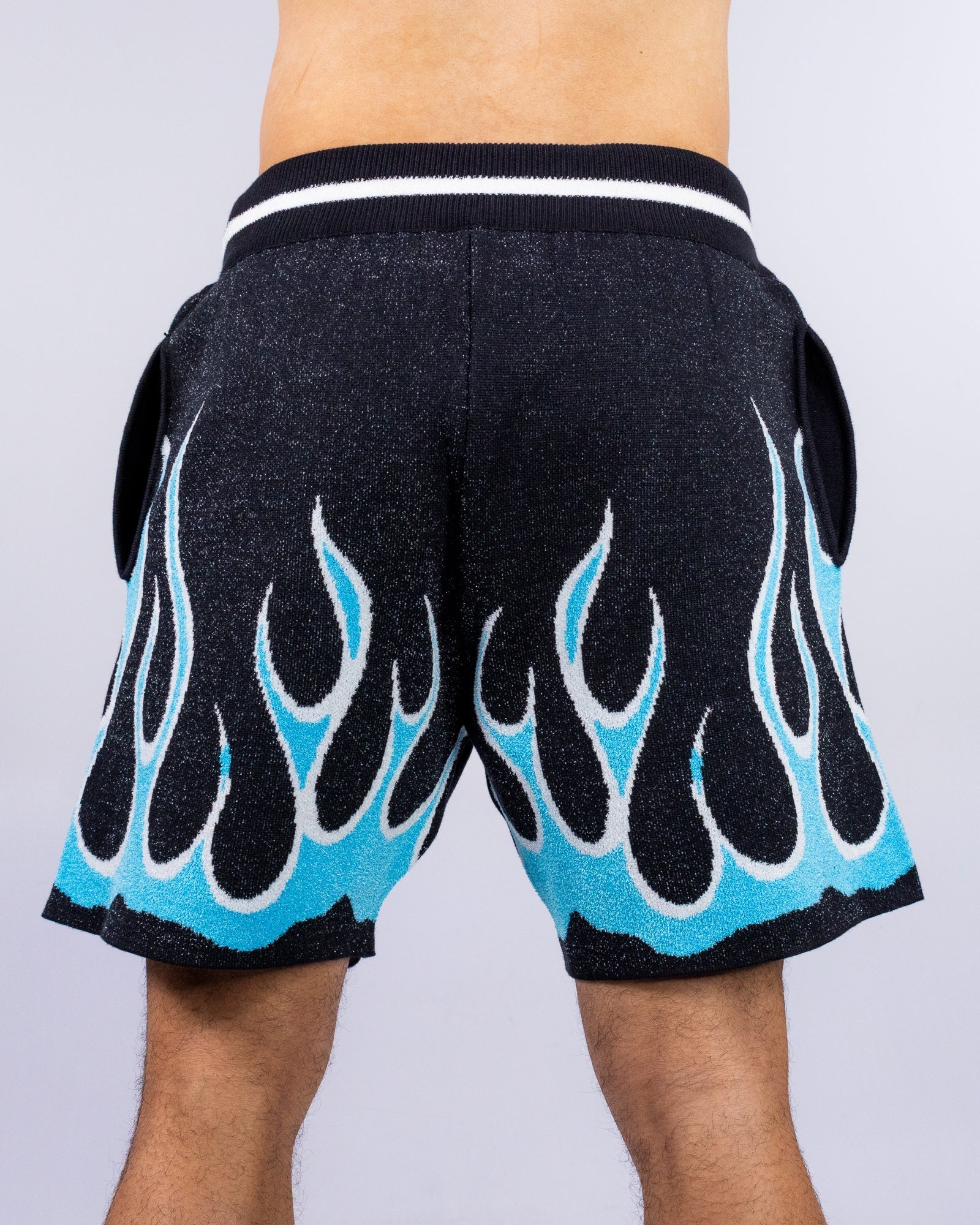 Flame Varsity Men's Black Knit Shorts