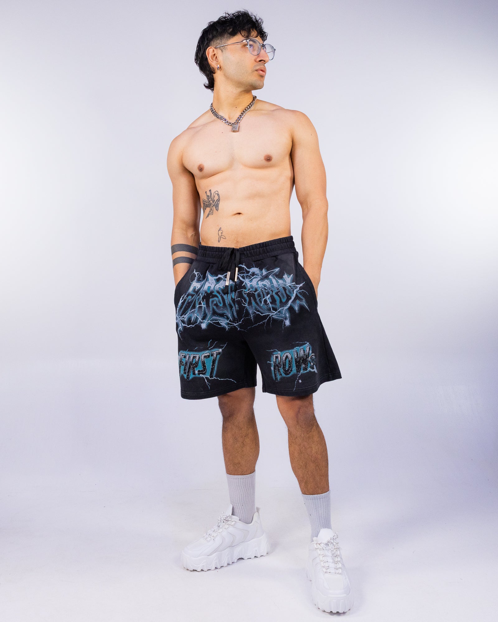 Earth First Men's Black Graphic Shorts