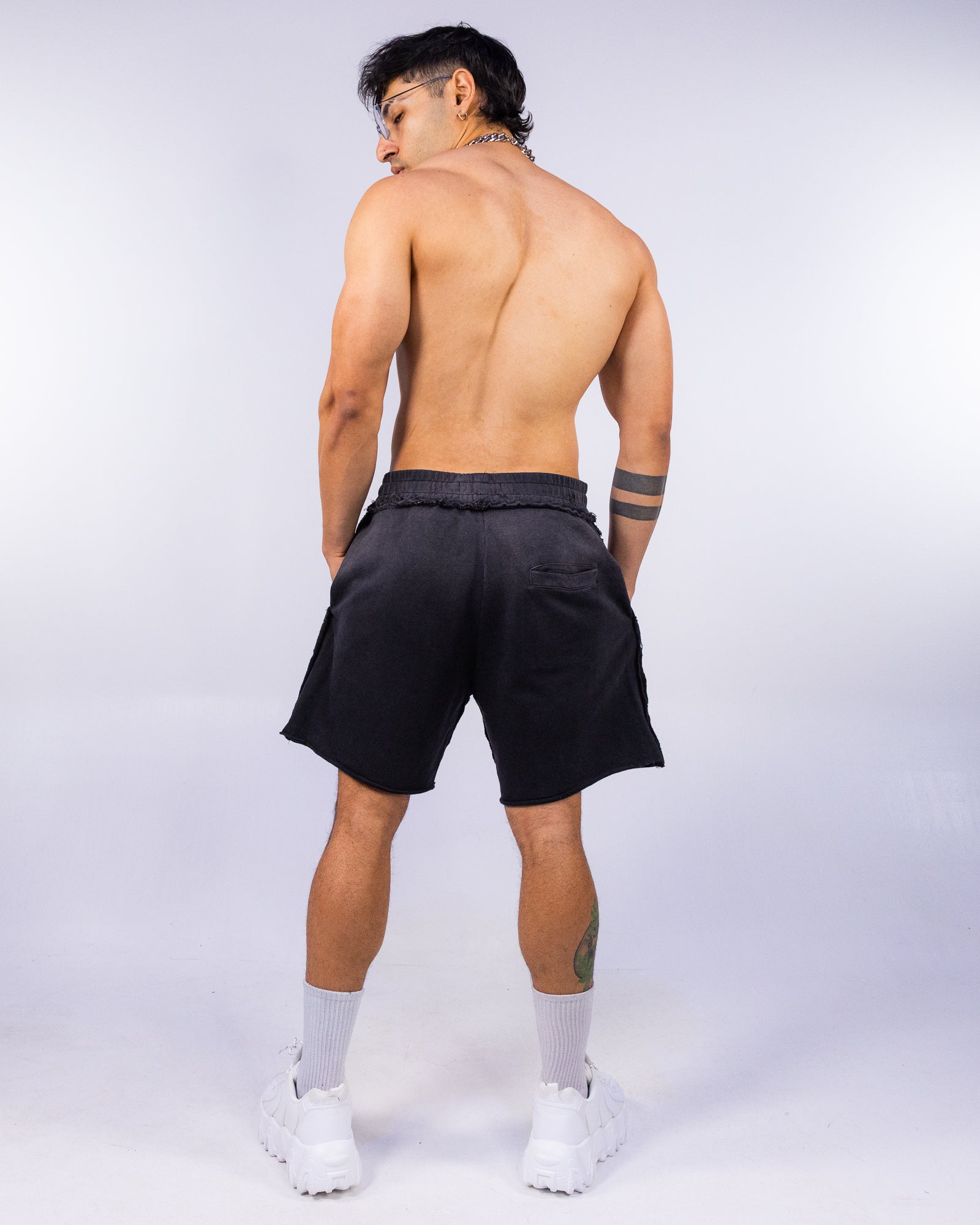 Washed Humanity Men's Black Graphic Shorts
