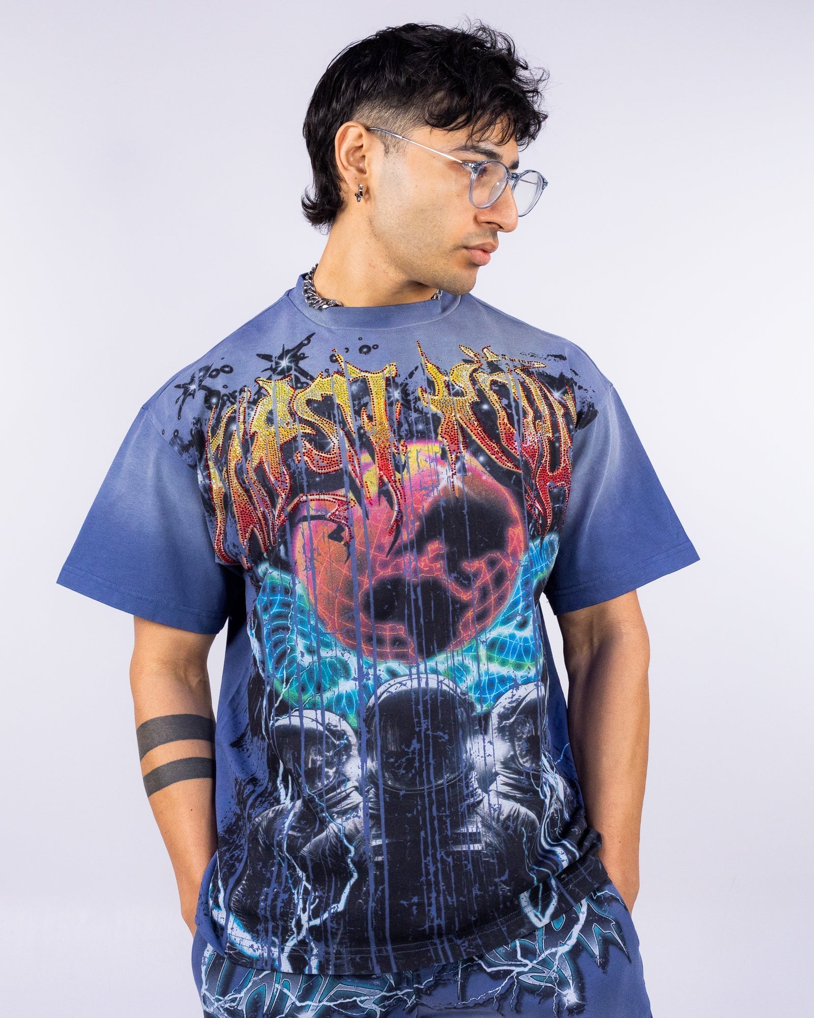 Earth First Men's Blue Washed Tee