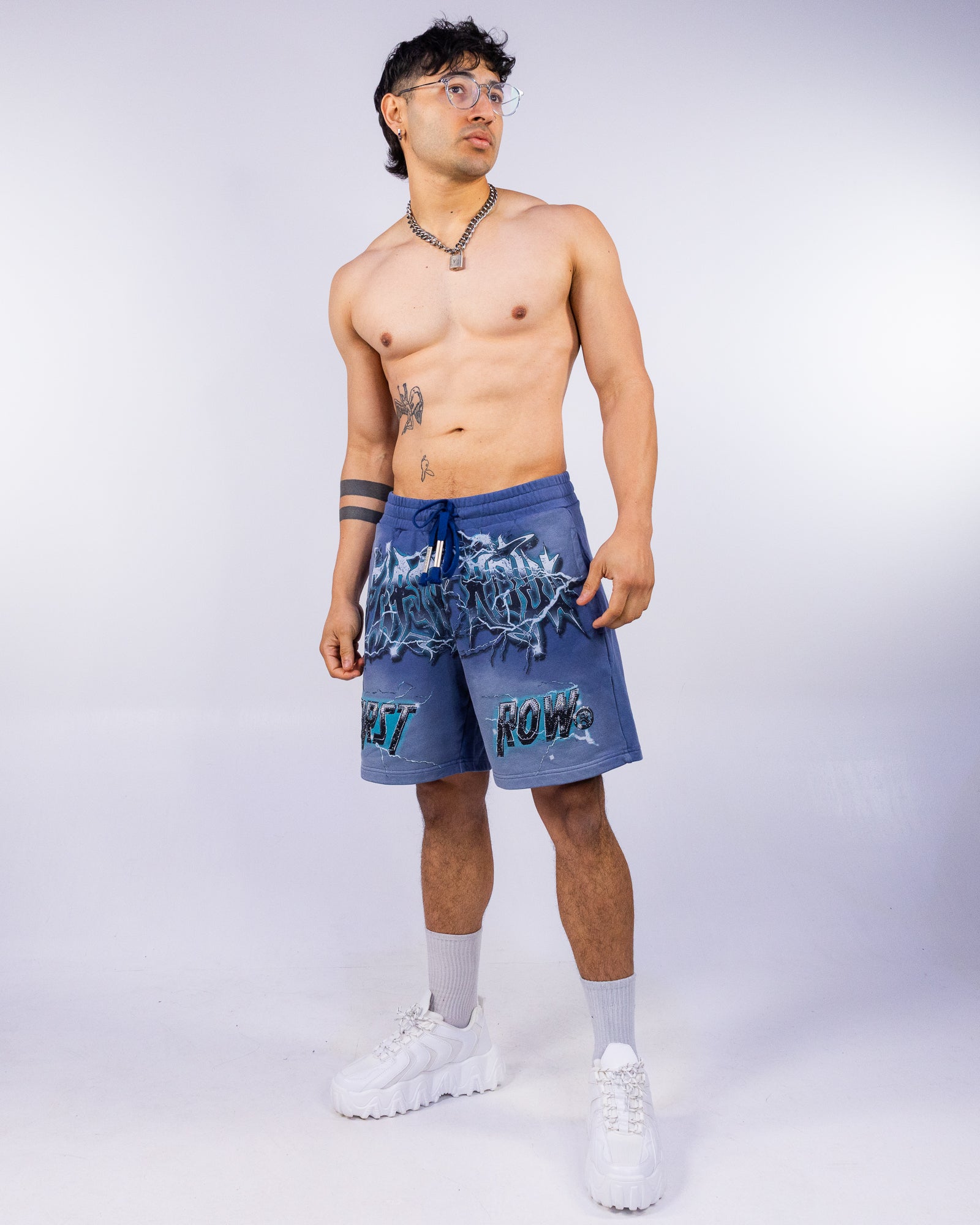Earth First Men's Blue Graphic Shorts
