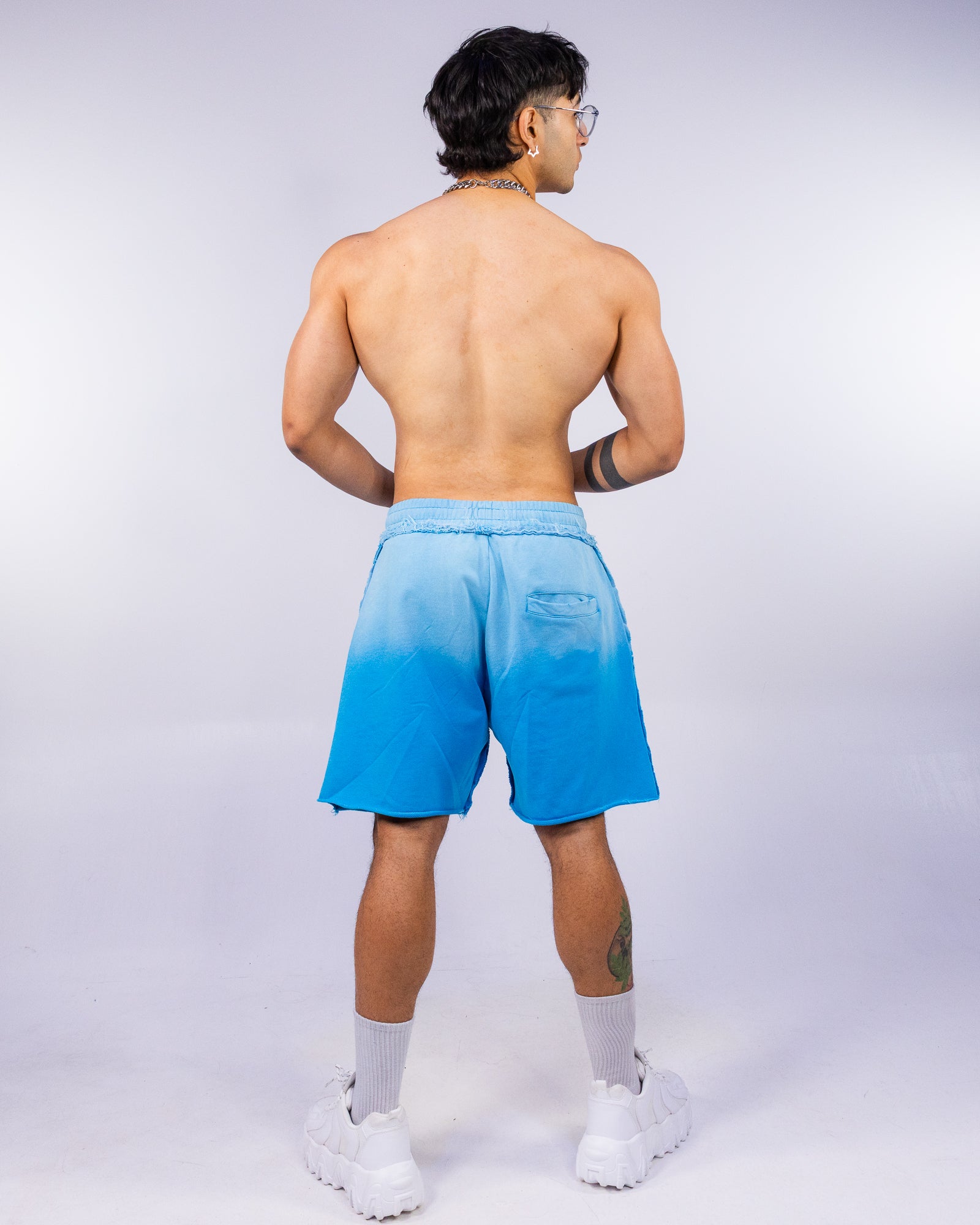 Washed Humanity Men's Blue Graphic Shorts