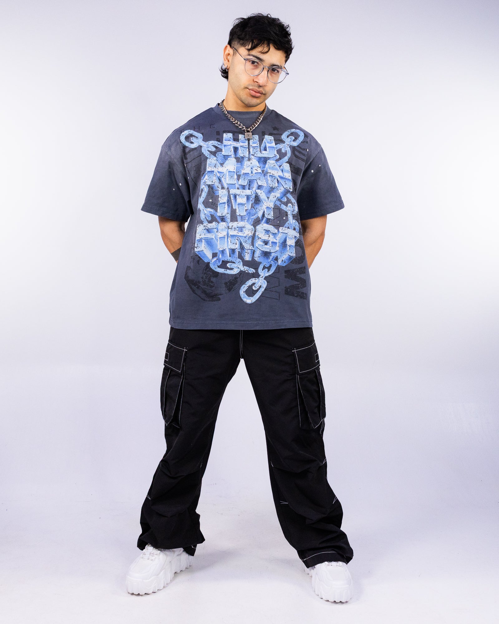 Chain Humanity Men's Gray Washed Tee