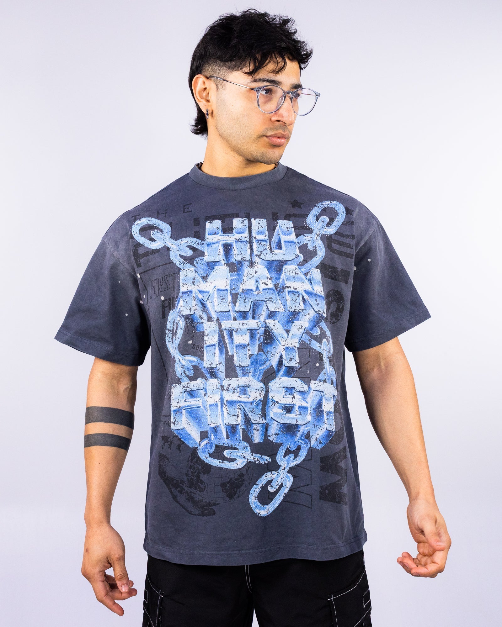 Chain Humanity Men's Gray Washed Tee