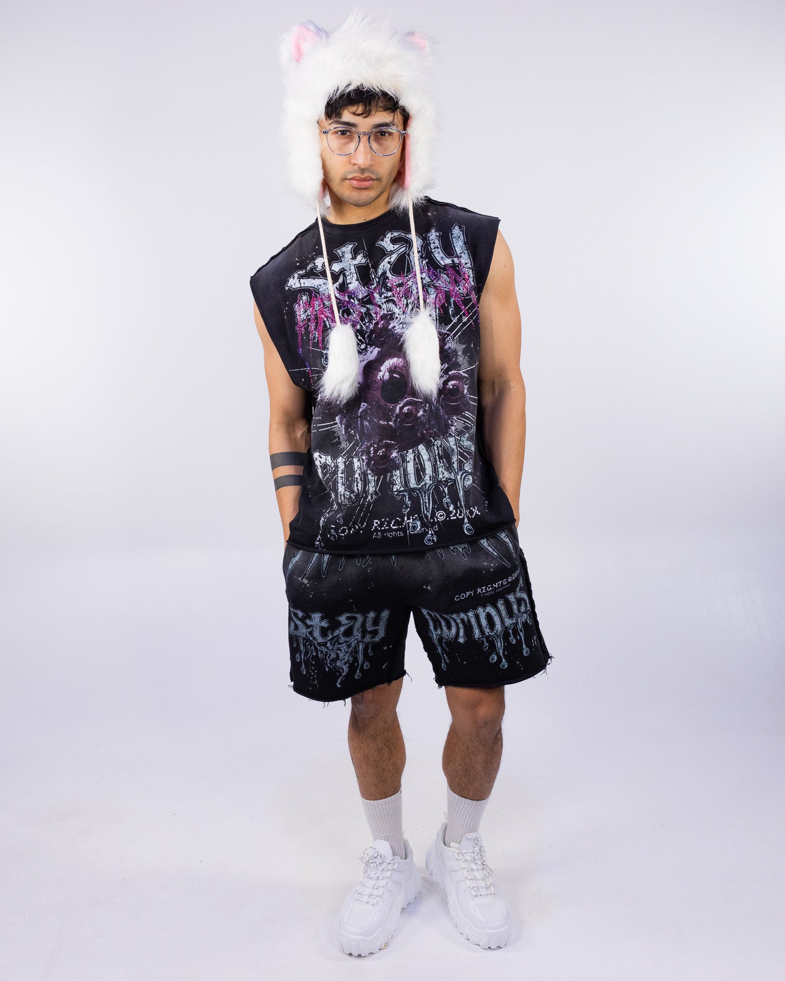Stay Curious Eyeballs Men's Black Muscle Tank Top