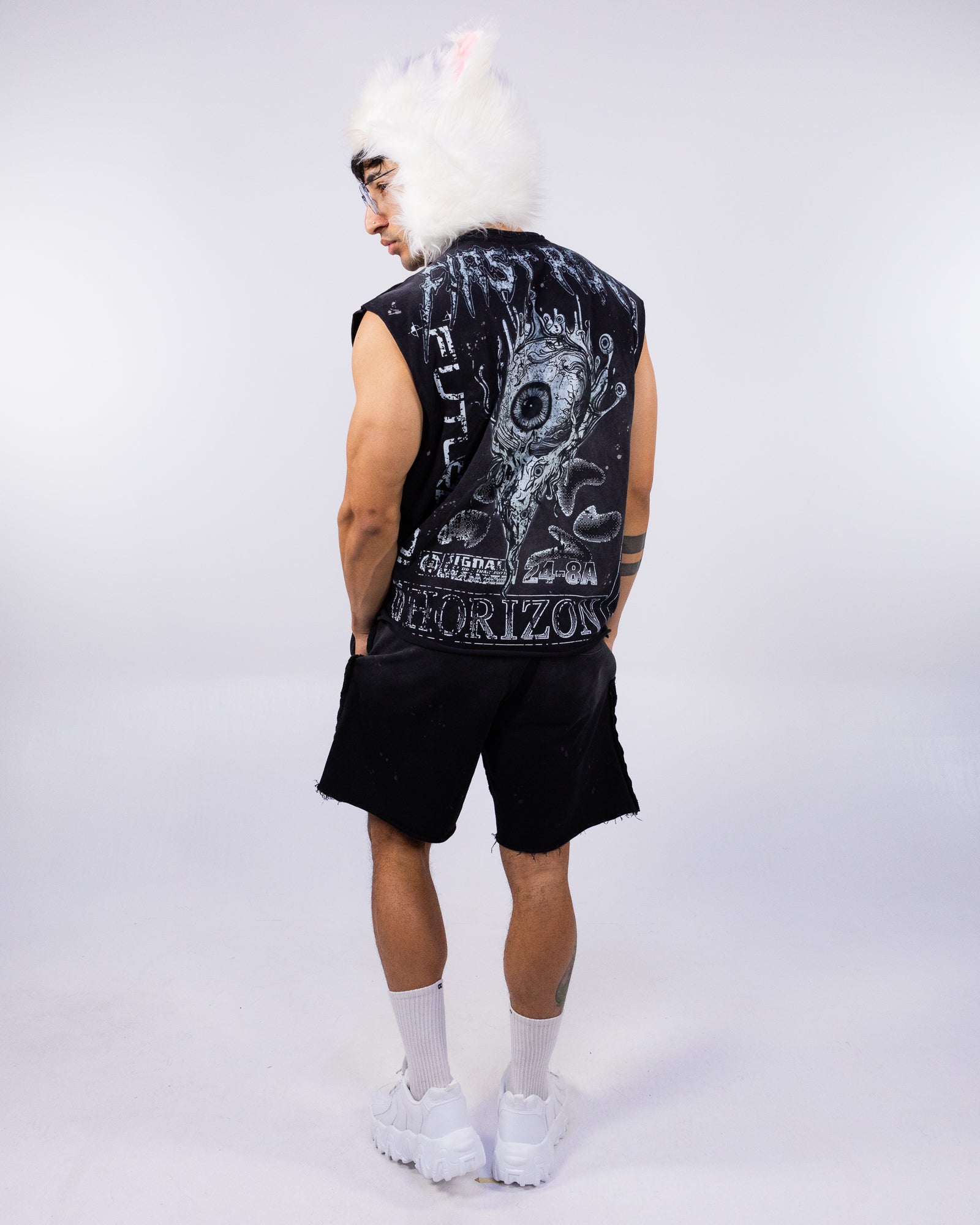 Stay Curious Eyeballs Men's Black Muscle Tank Top