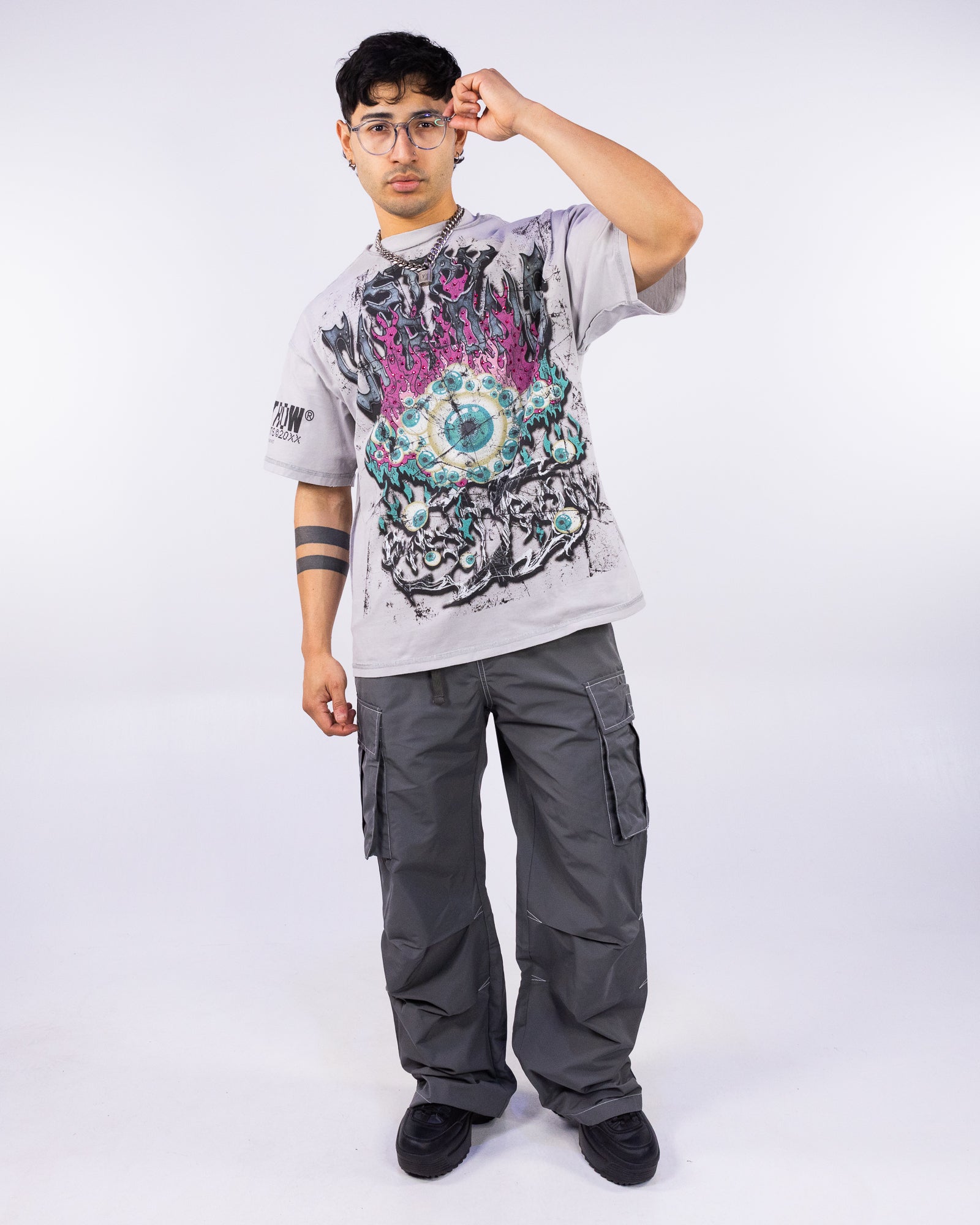 Stay Curious Eyeballs Men's Gray Tee