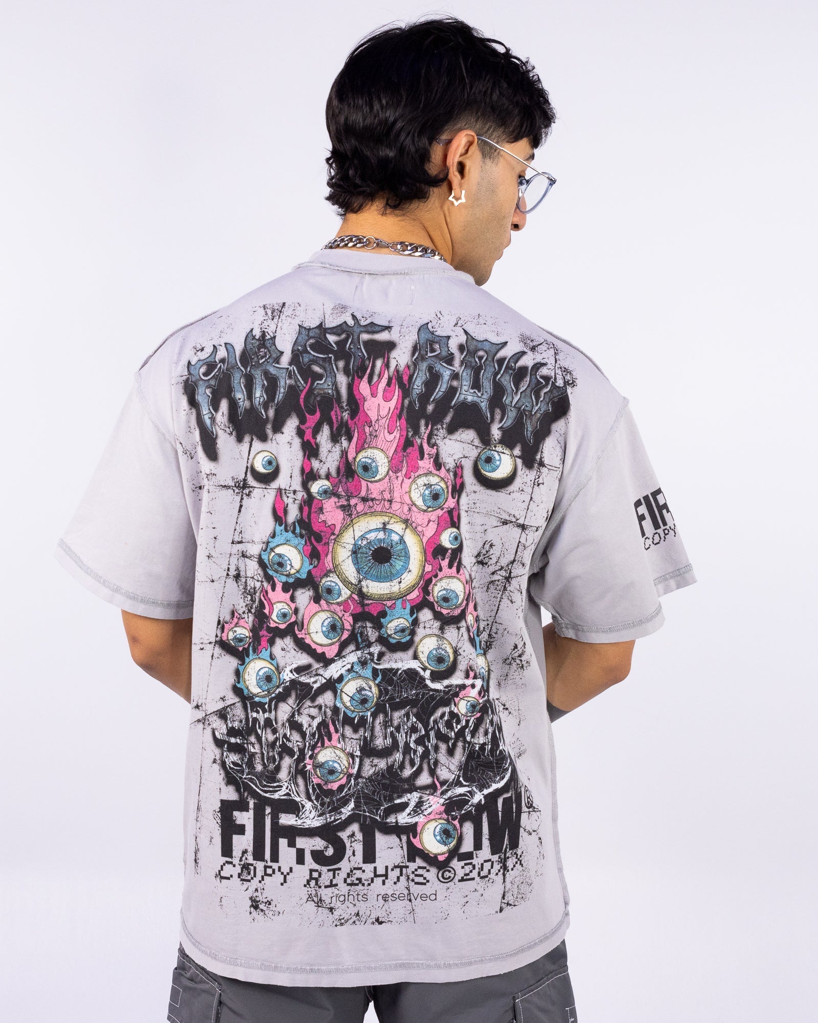 Stay Curious Eyeballs Men's Gray Tee