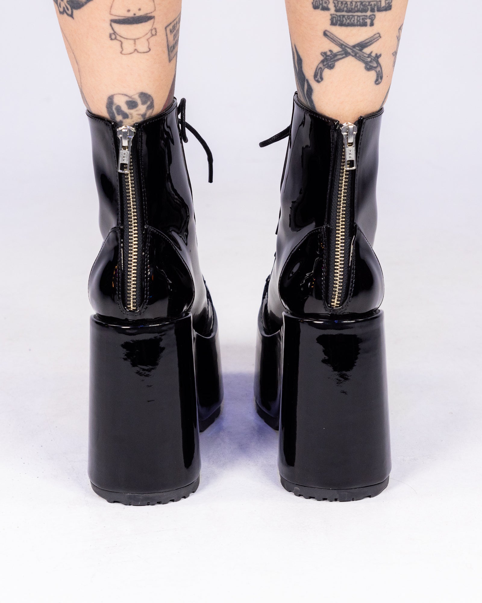 Demonia Black Patent Lace-Up Women's Platform Ankle Boots