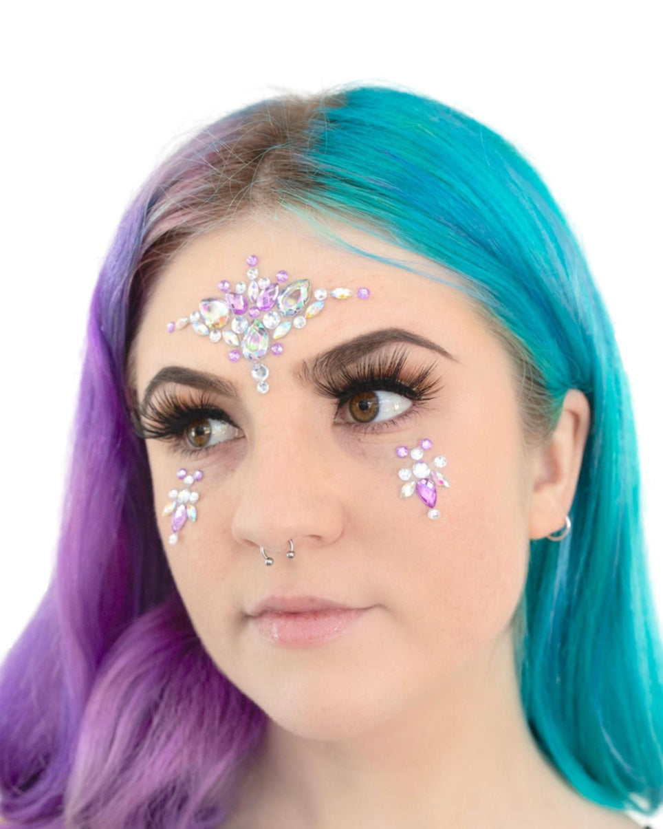 Purple Magic Rhinestone Rave Face Jewel