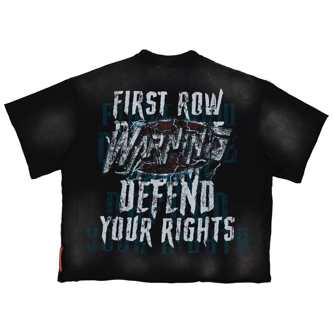 Warning Jaws Men's Black Washed Cropped Tee