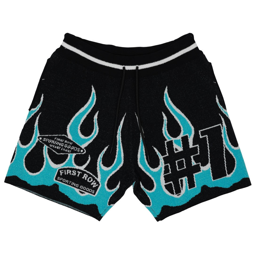 Flame Varsity Men's Black Knit Shorts