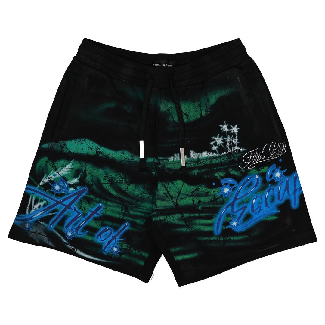 Art Of Escape Men's Black Graphic Shorts