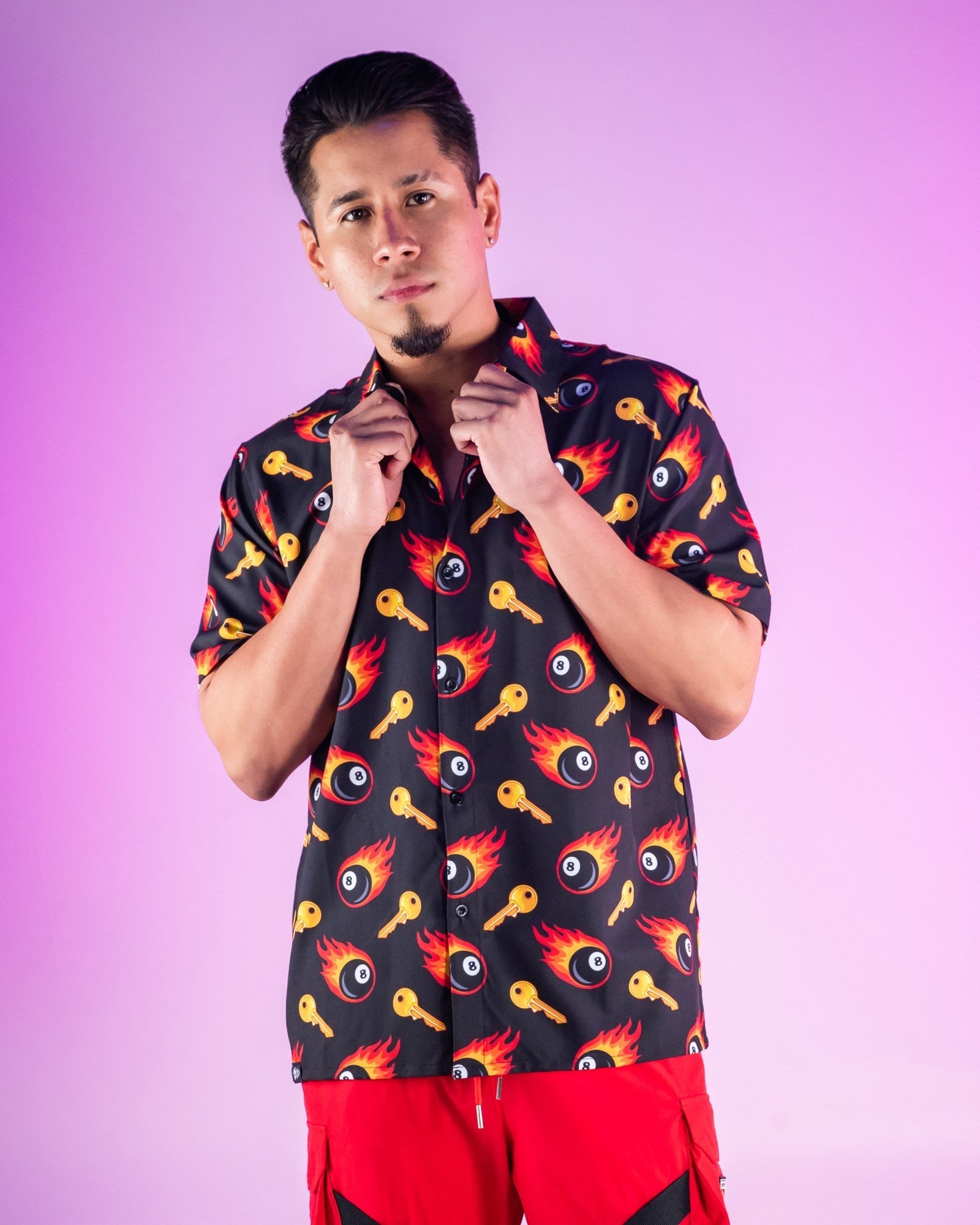 Flaming Key and Coke Black Hawaiian Shirt