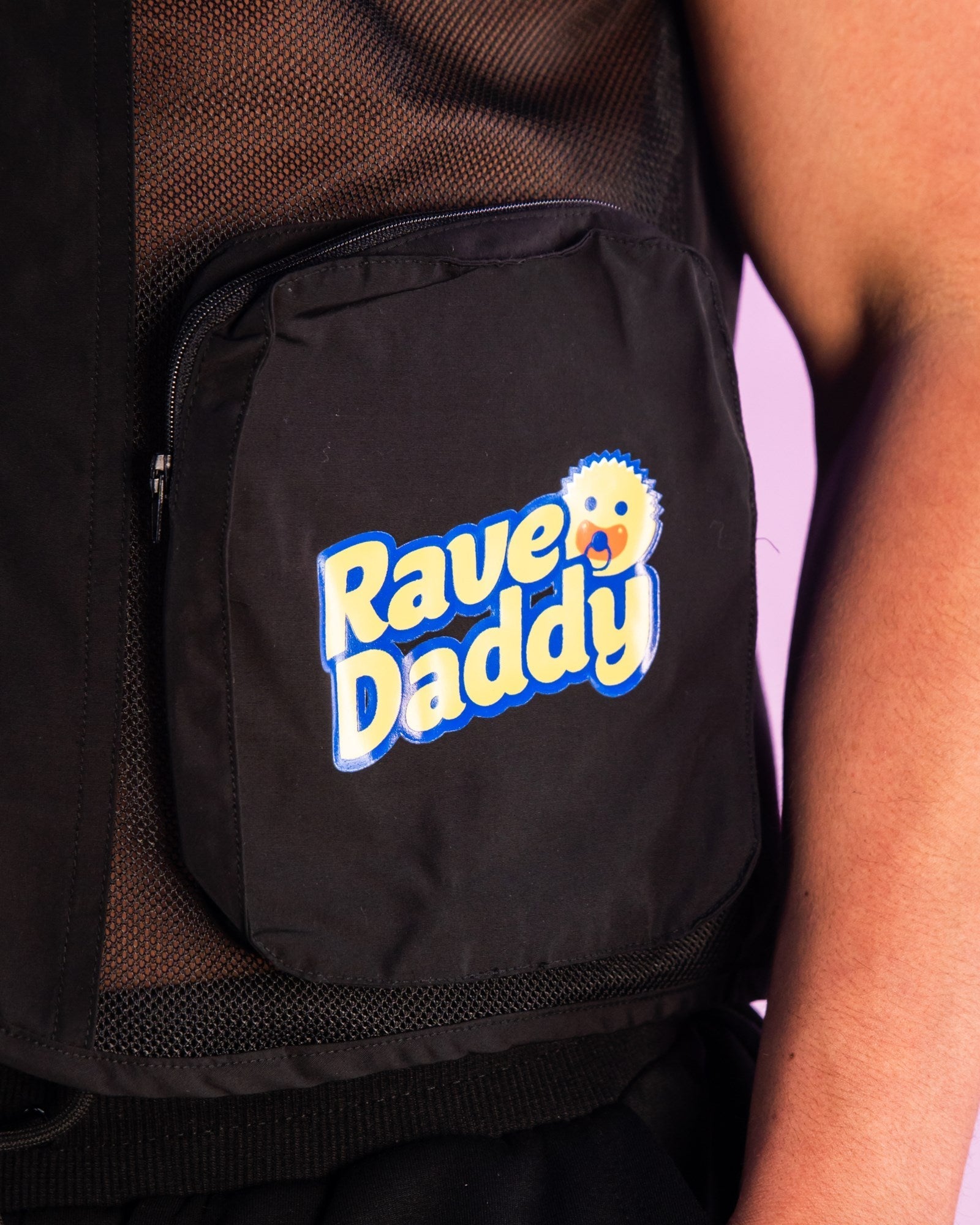 Rave Daddy Yellow and Black Fishnet Utility Vest