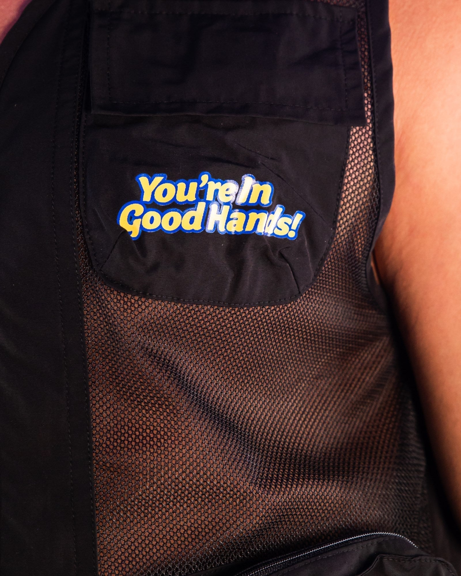 Rave Daddy Yellow and Black Fishnet Utility Vest