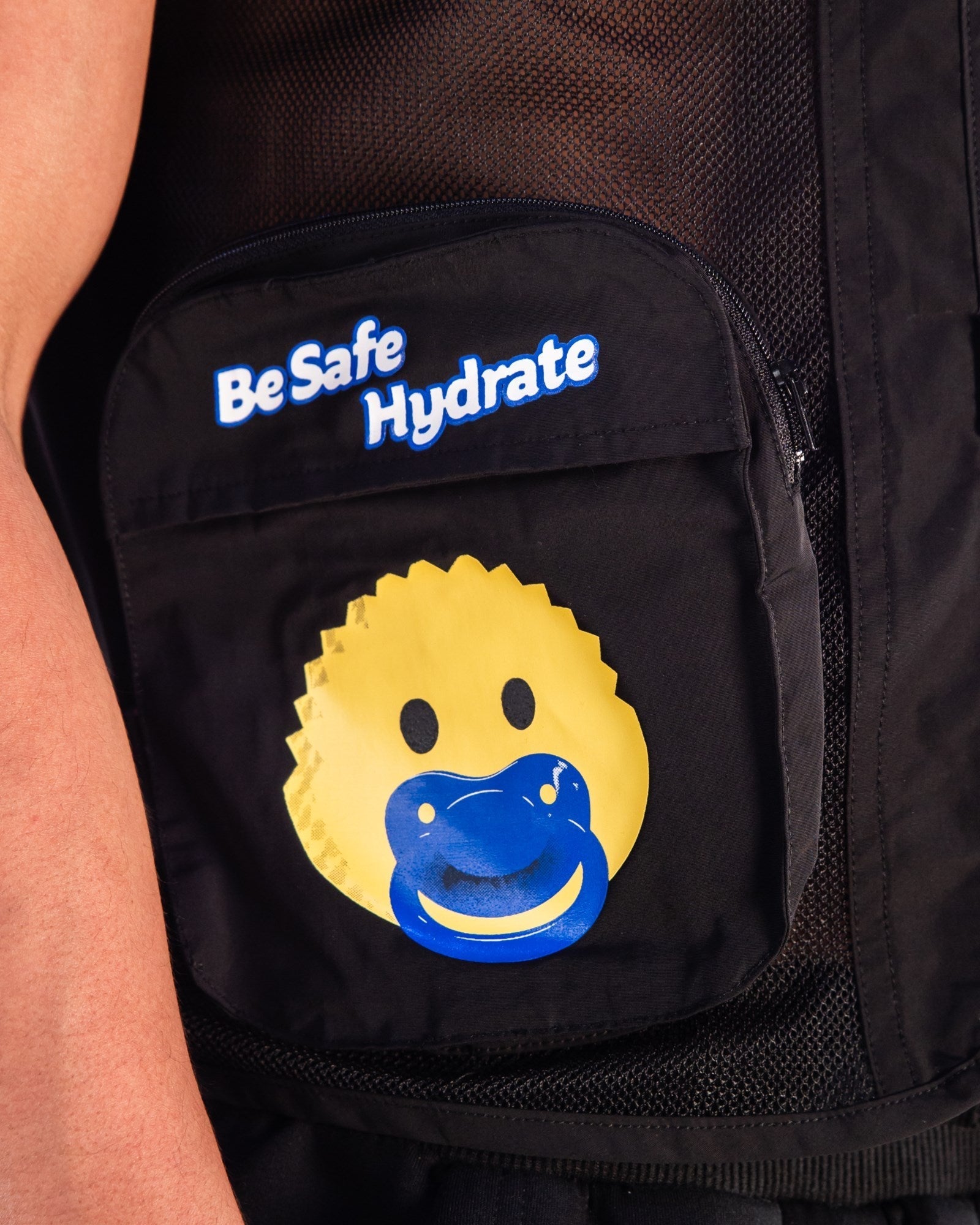 Rave Daddy Yellow and Black Fishnet Utility Vest