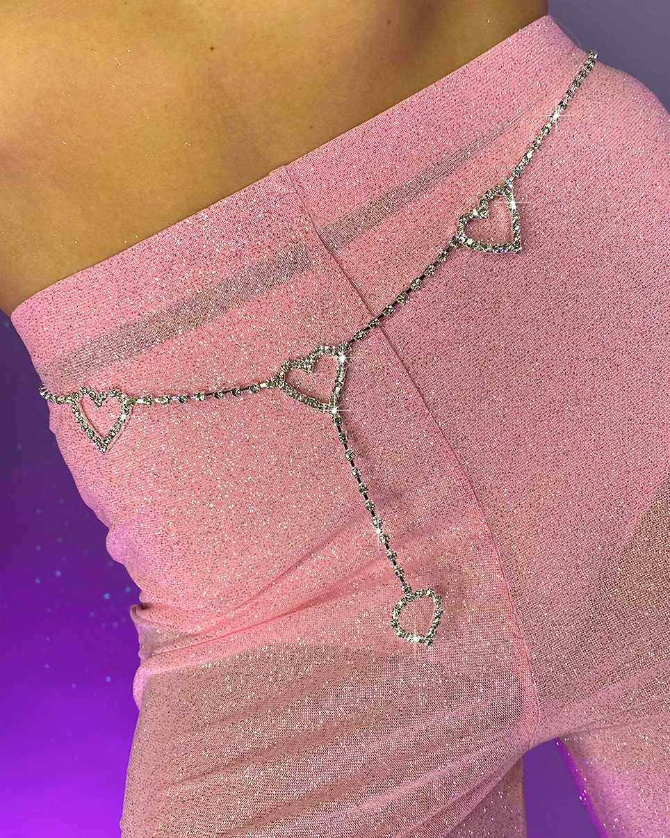 Heart Luv Rhinestone Belly Chain