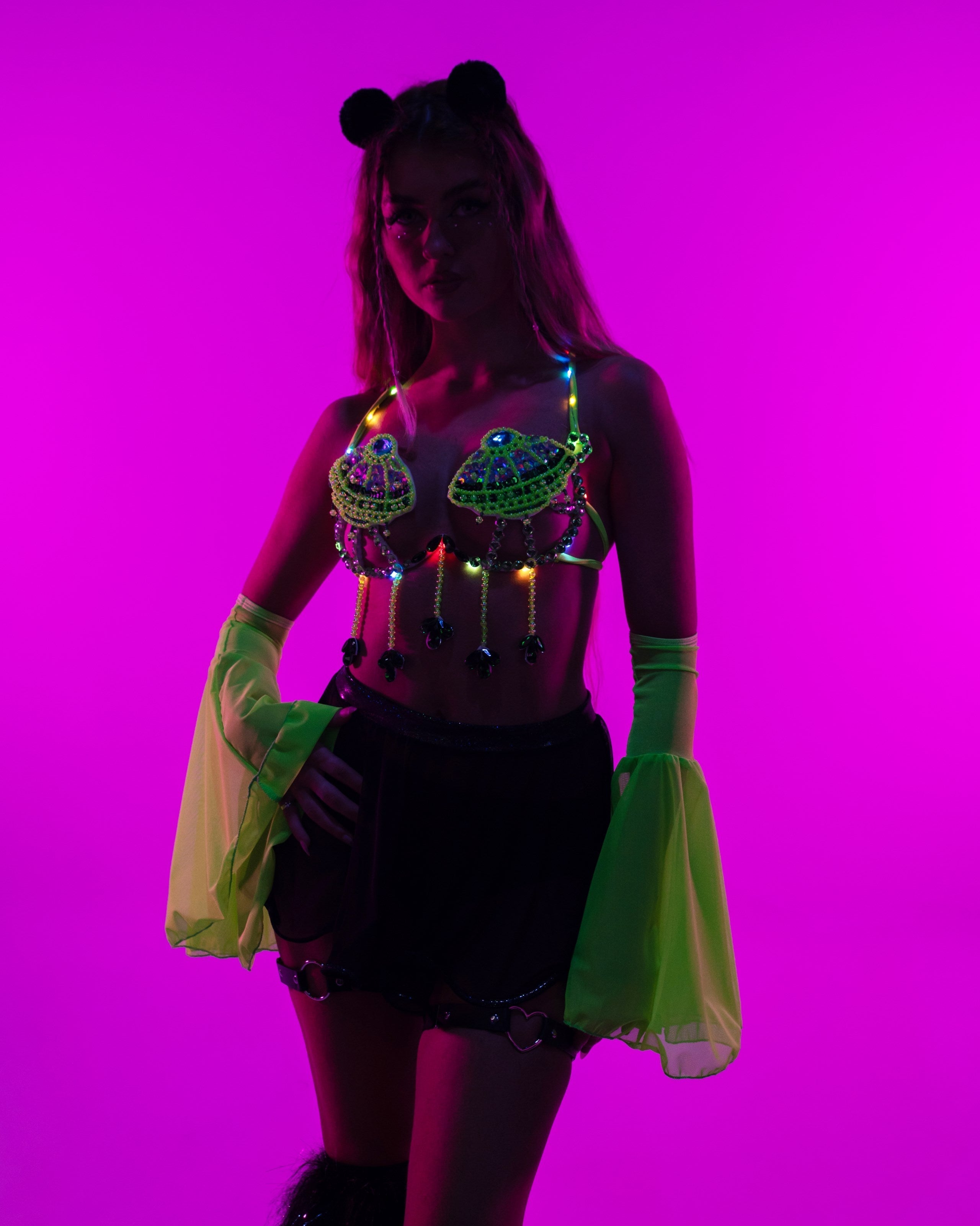 LED Light Up UFO Carnival Bra