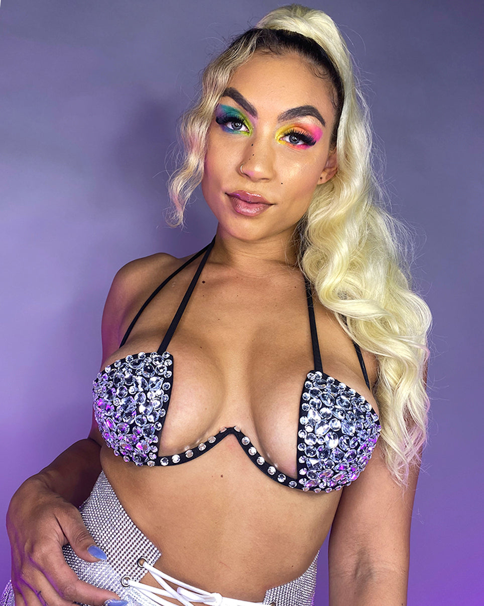 Black Double Crossed Diamonds Bustier