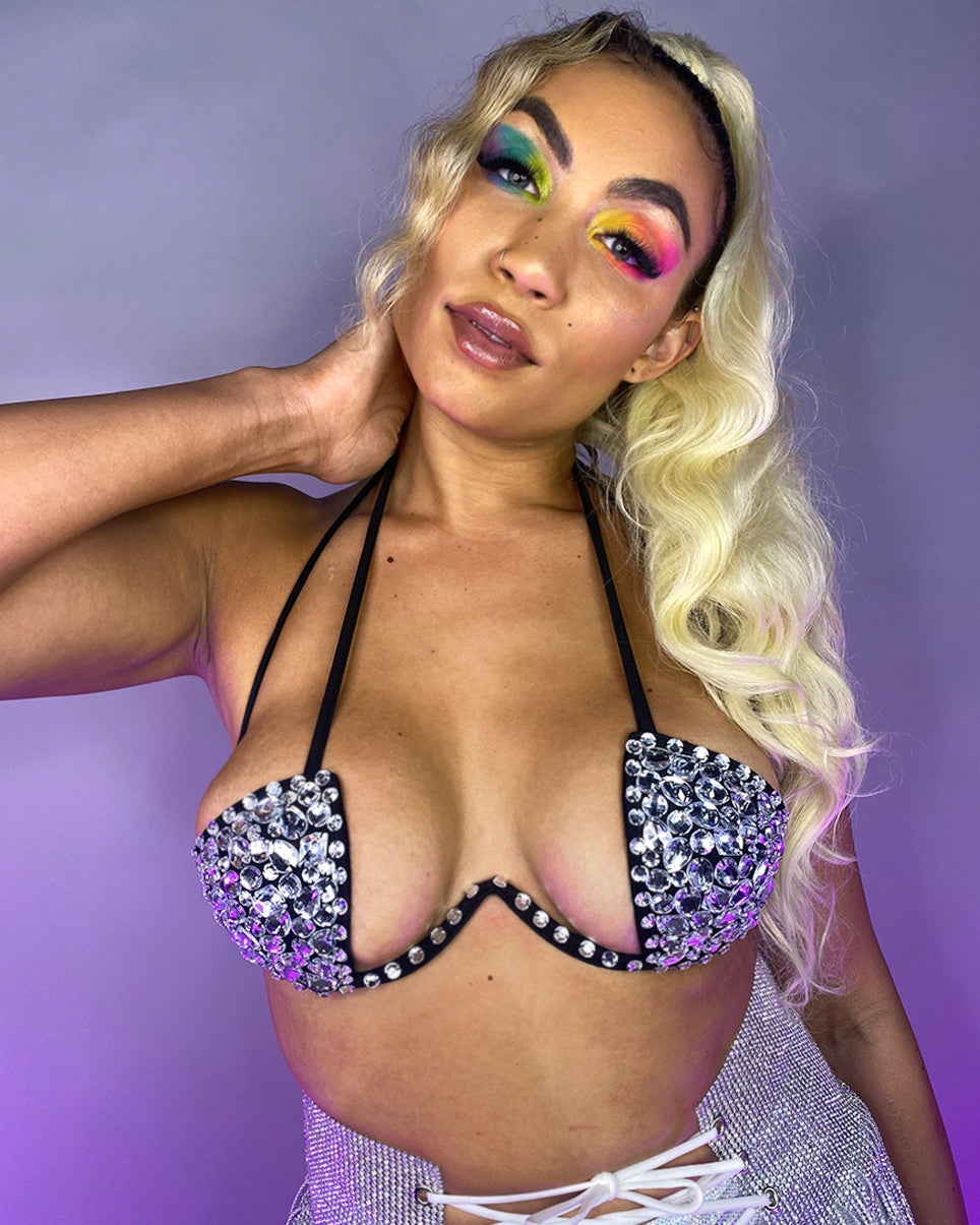 Black Double Crossed Diamonds Bustier