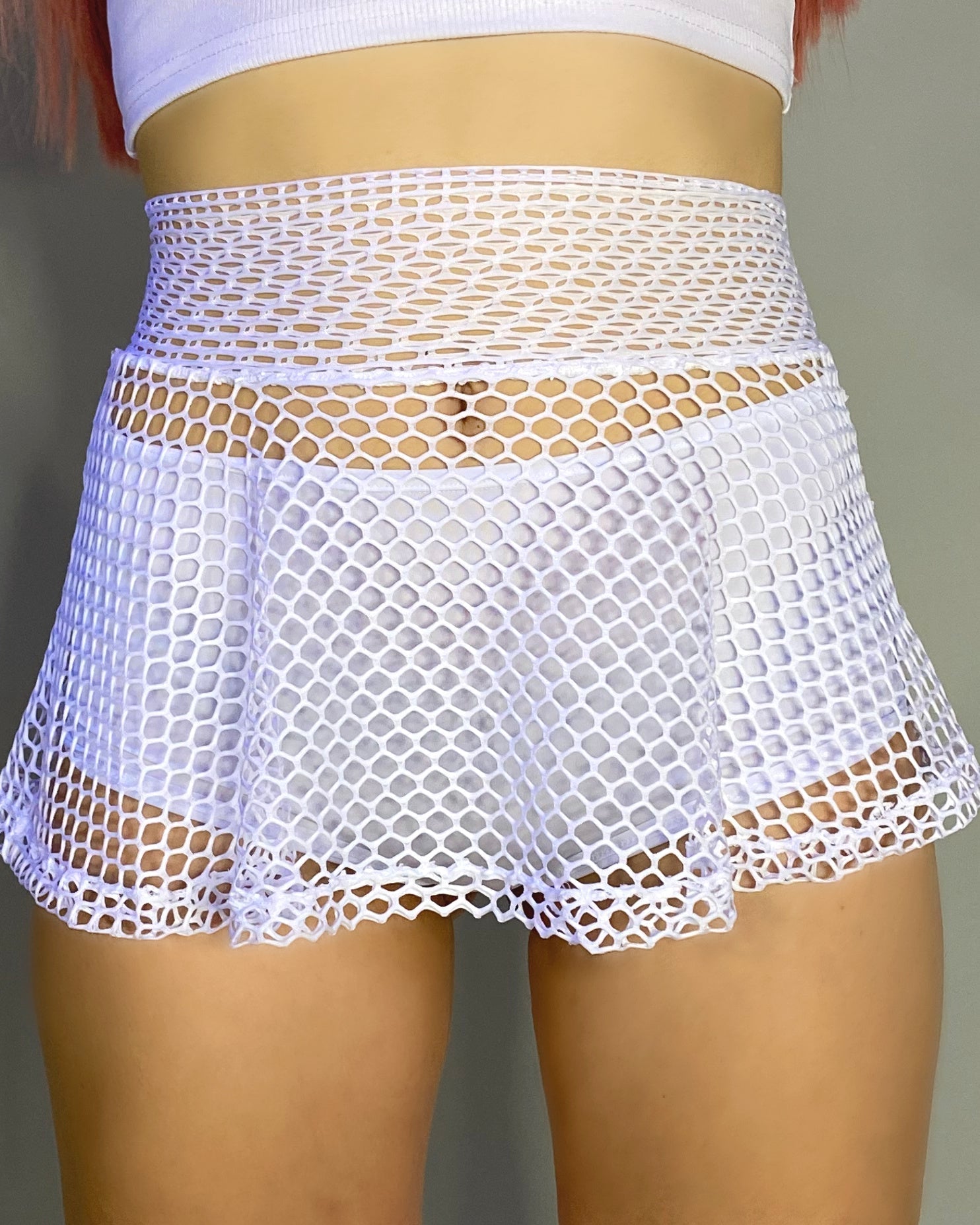 White Fishnet Skater Skirt