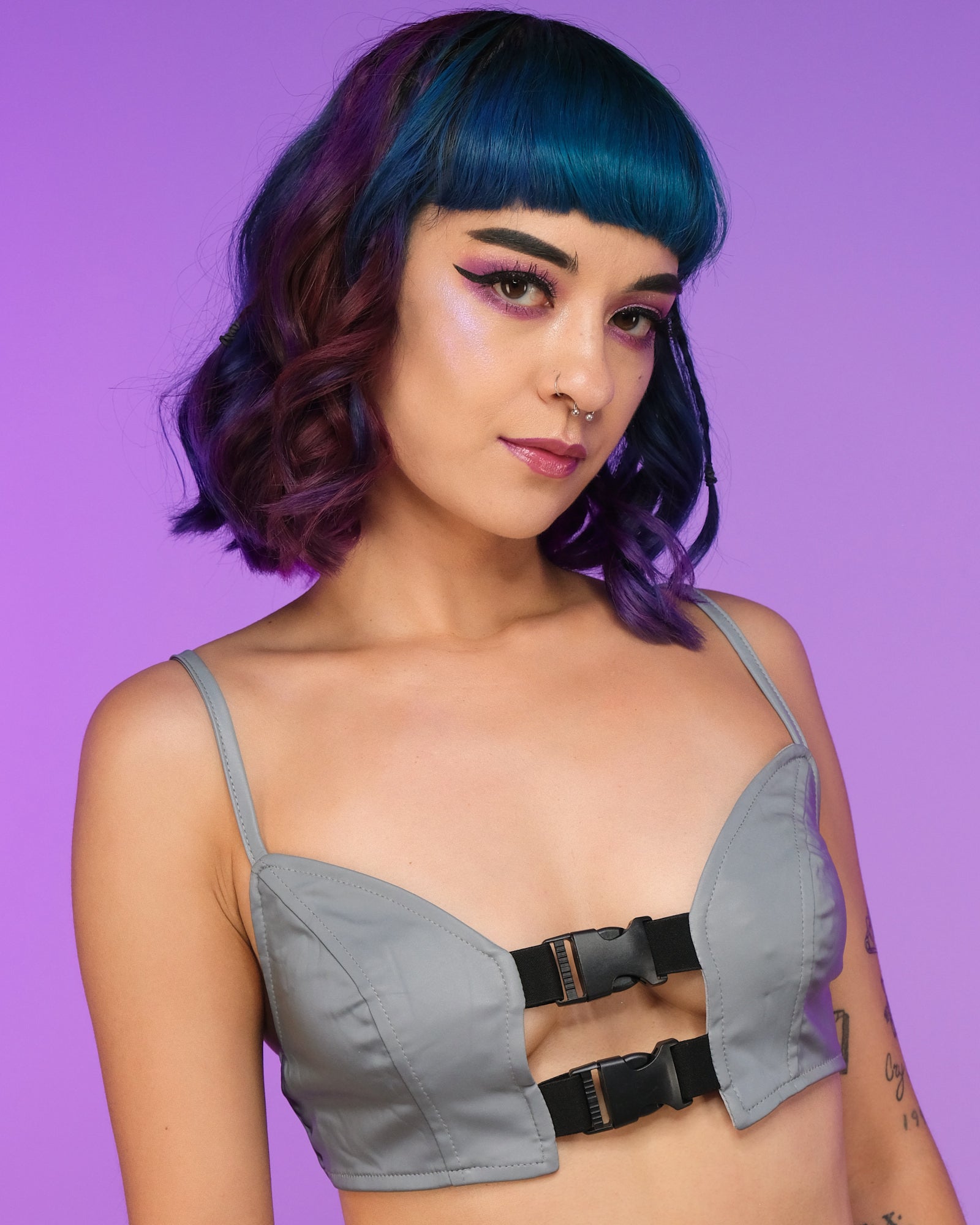 Flashback To Never Buckled Reflective Crop Top