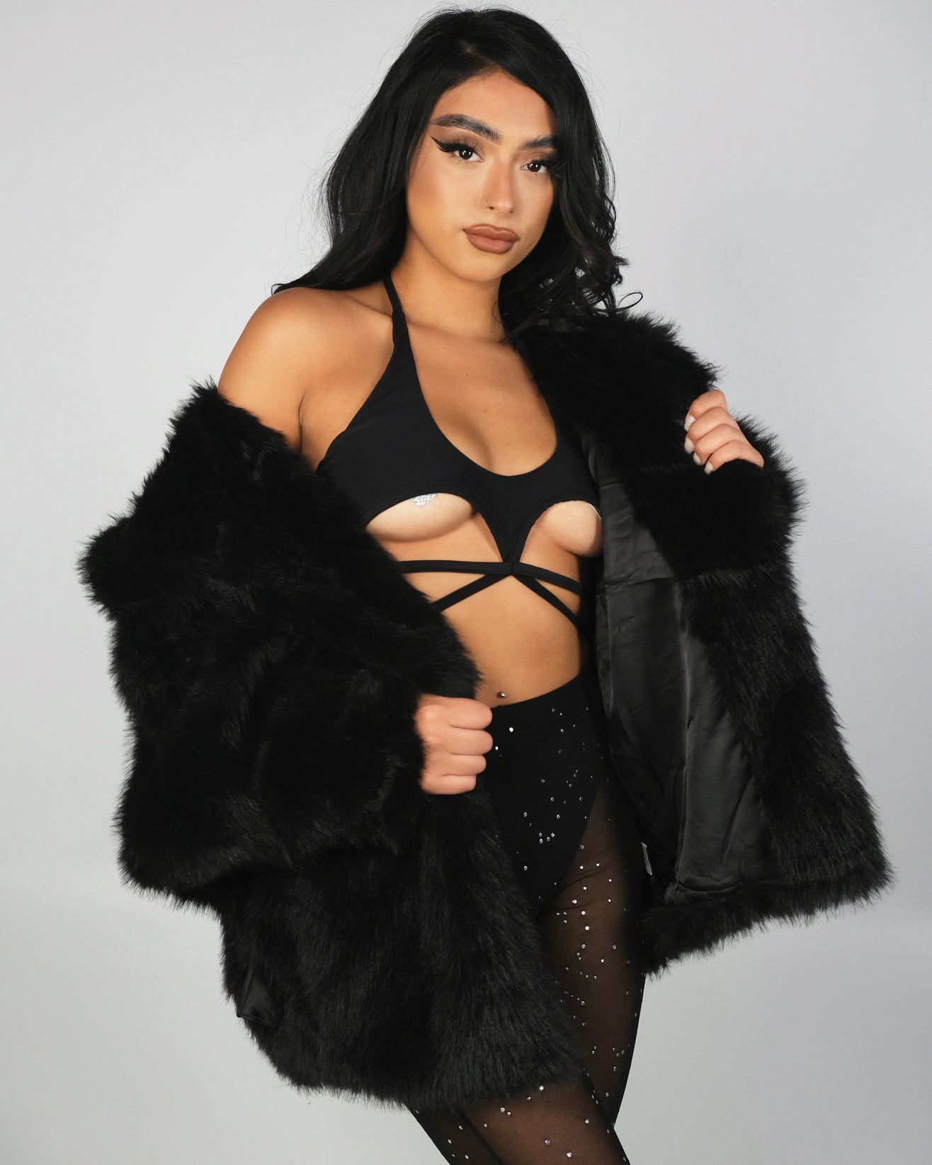 Lush Luv Long Faux Fur Jacket