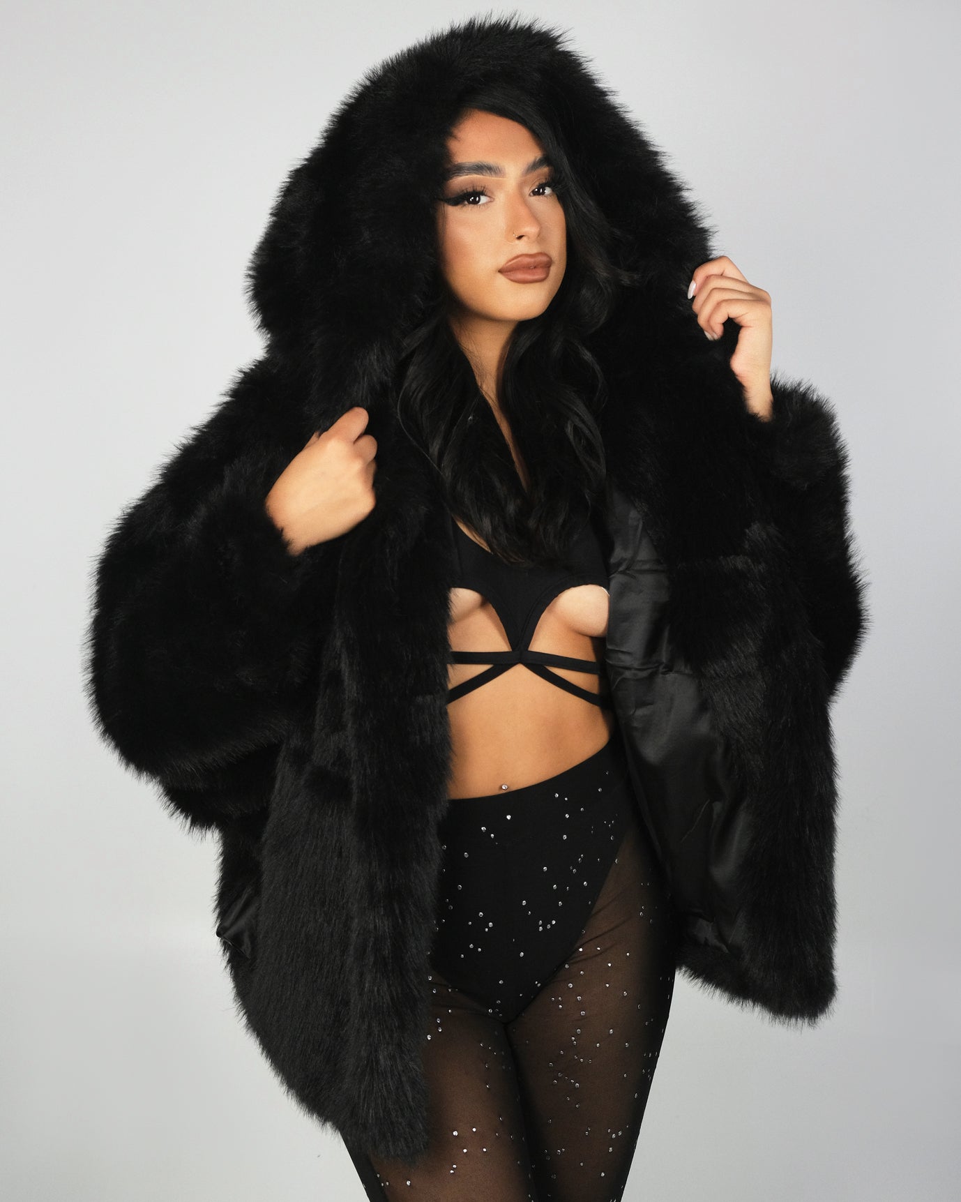 Lush Luv Long Faux Fur Jacket