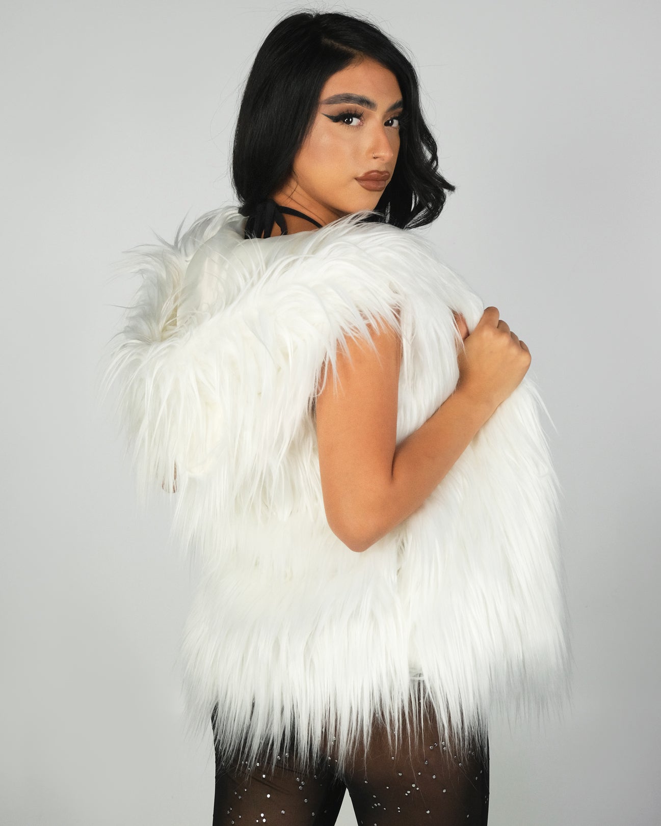 Multi-Color LED Hooded Faux Fur Vest