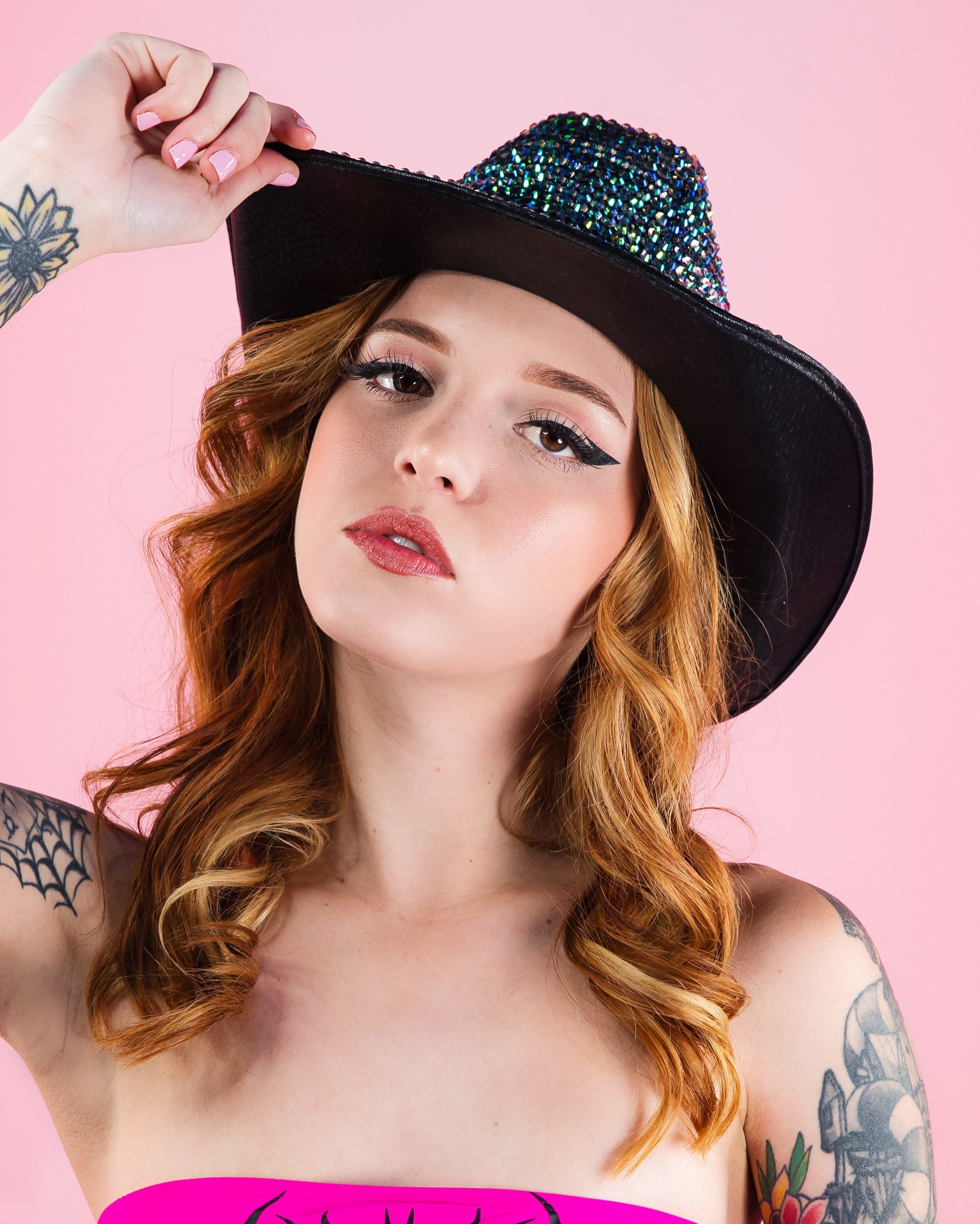 Iridescent Rhinestone Cowgirl Hat