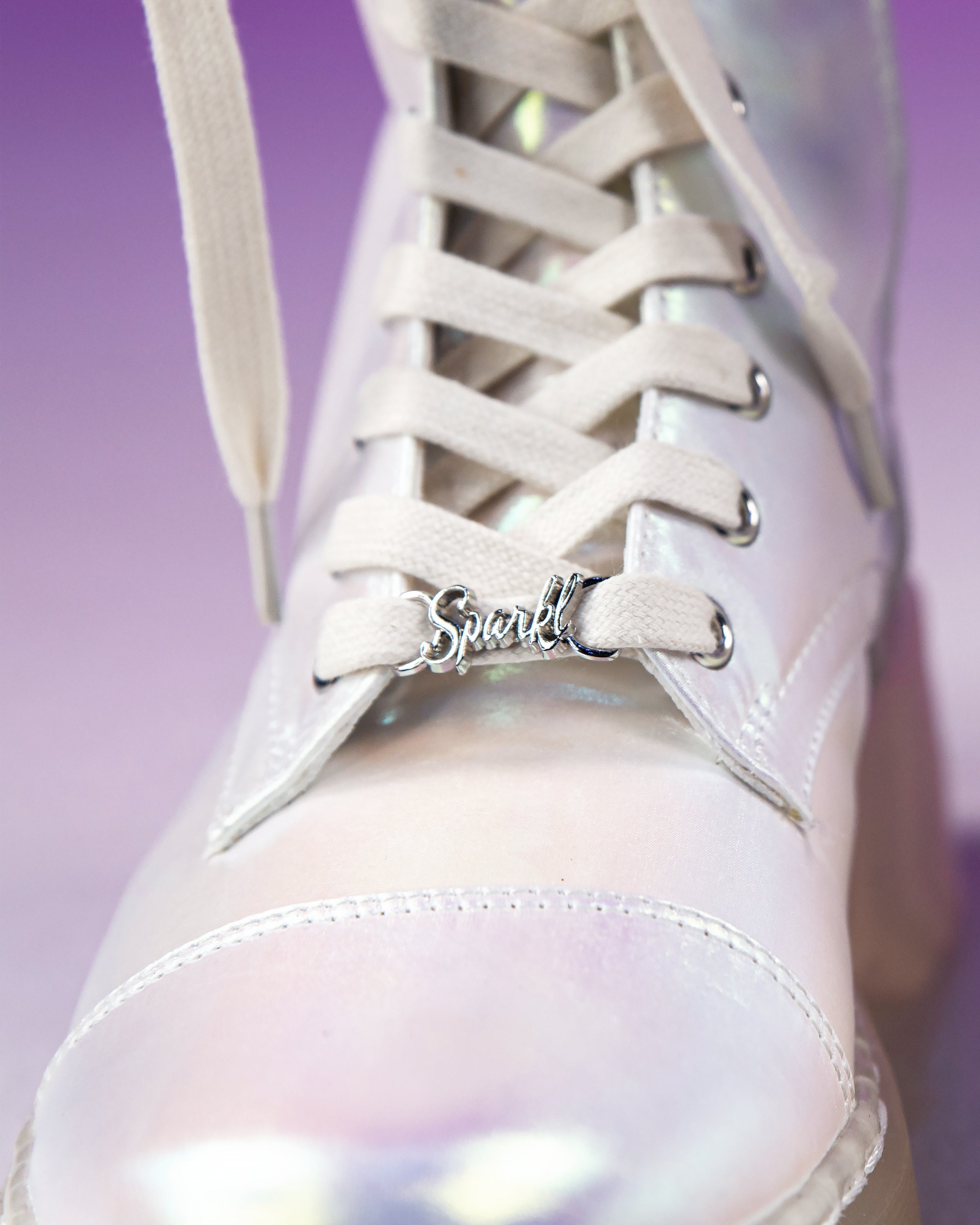 White Twilight Iridescent Combat Boots