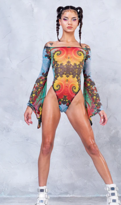 Badinka Espira Bell Sleeve Mesh Bodysuit