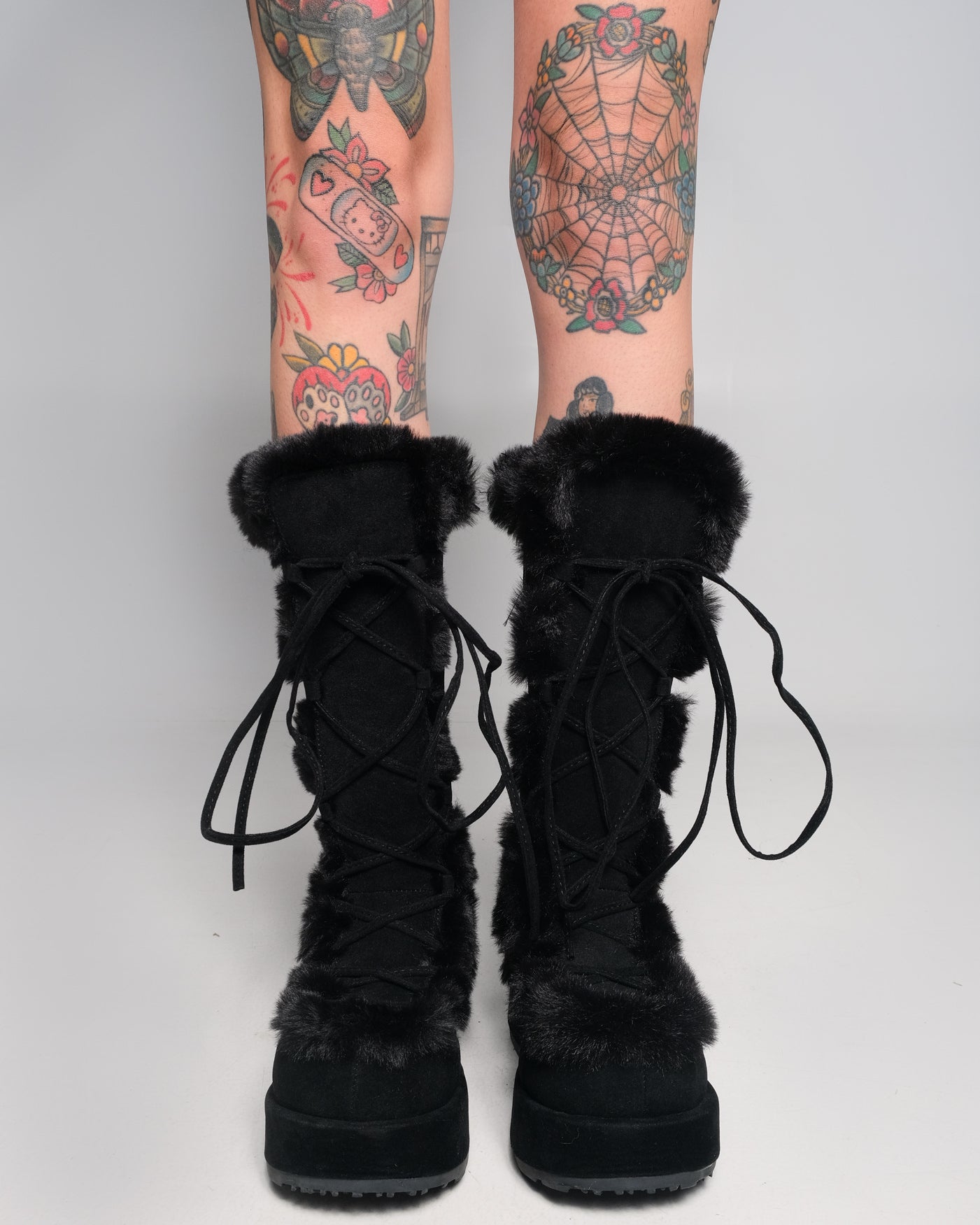 Demonia Black Winter Solstice Faux Fur Boots