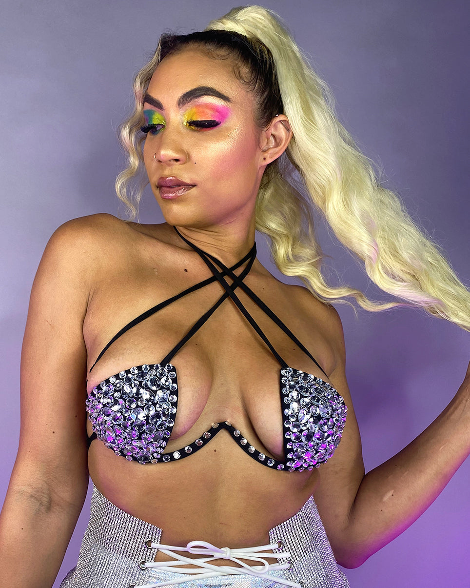 Black Double Crossed Diamonds Bustier