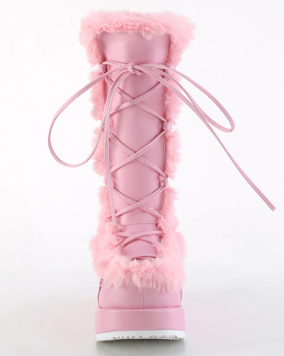 Demonia Pink Winter Solstice Faux Fur Boots