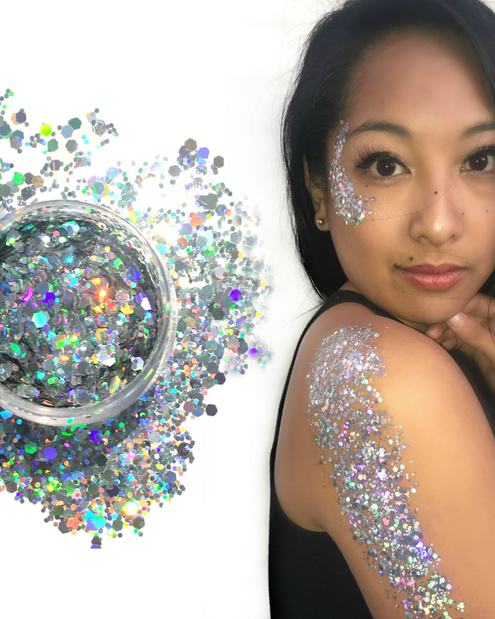 Silver Chunk Body and Face Festival Glitter