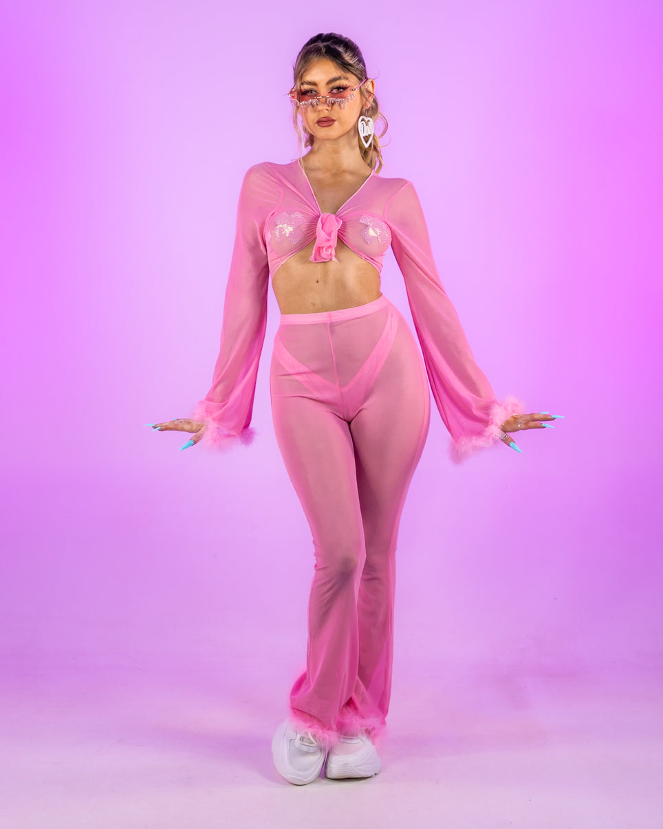 Bubble-icious Sheer Front-Tie Top