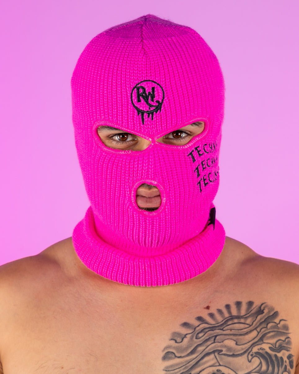 Neon Pink Triple Techno Ski Mask
