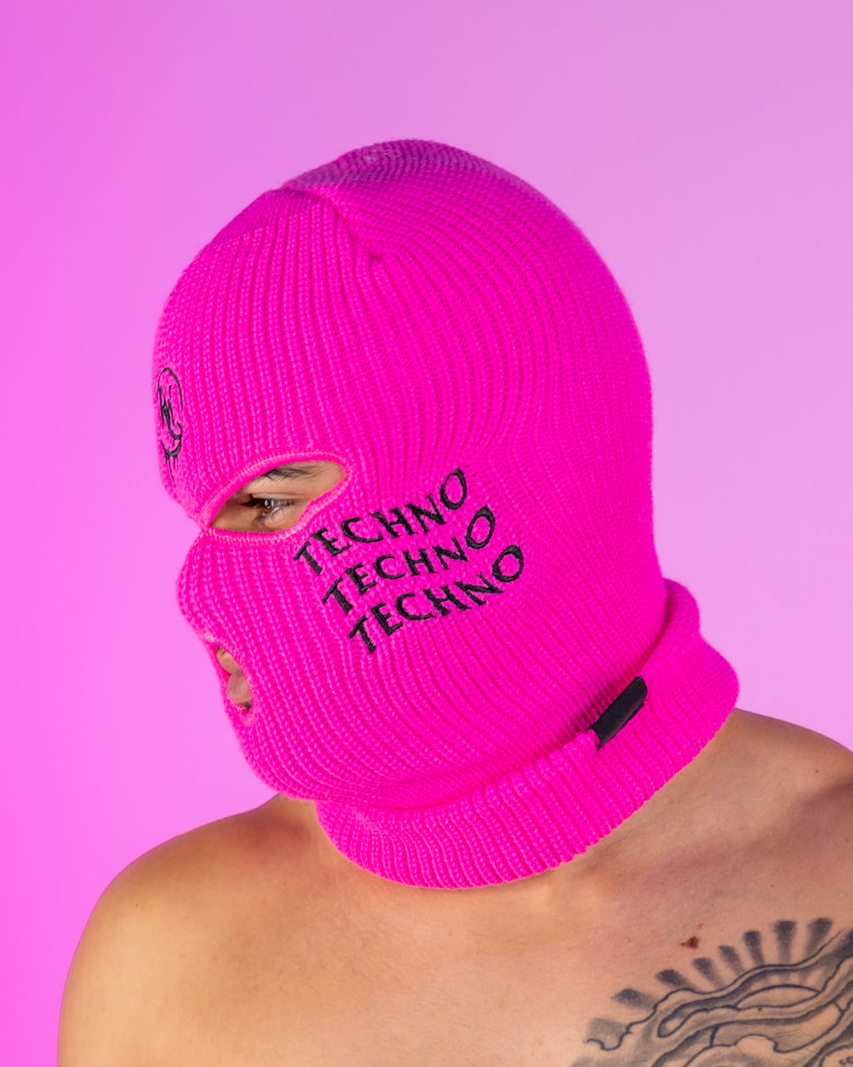 Neon Pink Triple Techno Ski Mask