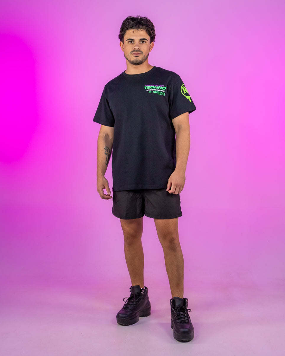 Techno Underground Retro Vibes Black T-Shirt