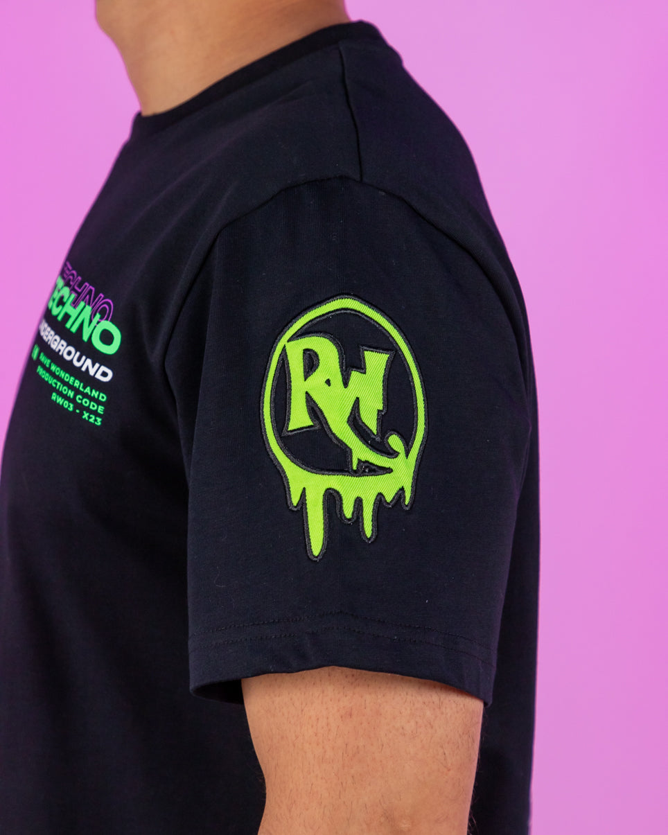 Techno Underground Retro Vibes Black T-Shirt